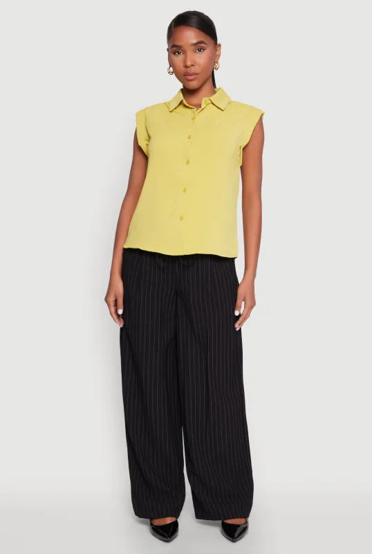 Cap Sleeve Button Front Shirt sold by Rainbow