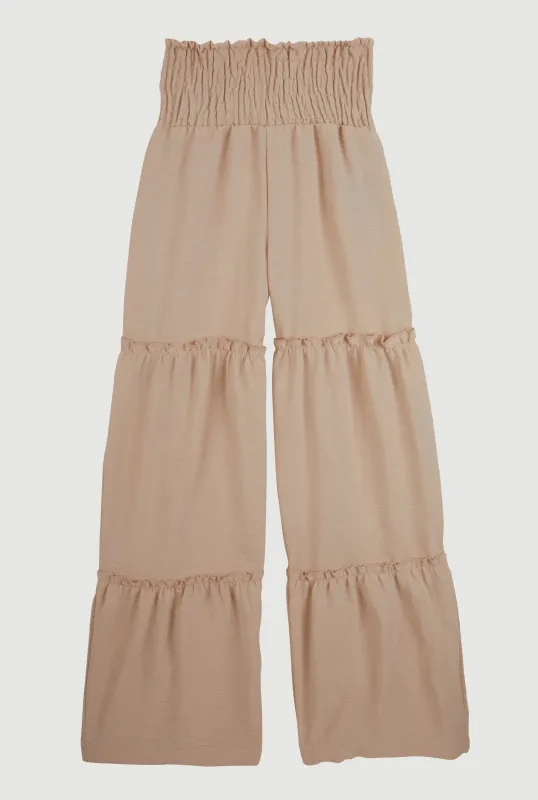 Girls Smocked Tiered Palazzo Pants sold by Rainbow