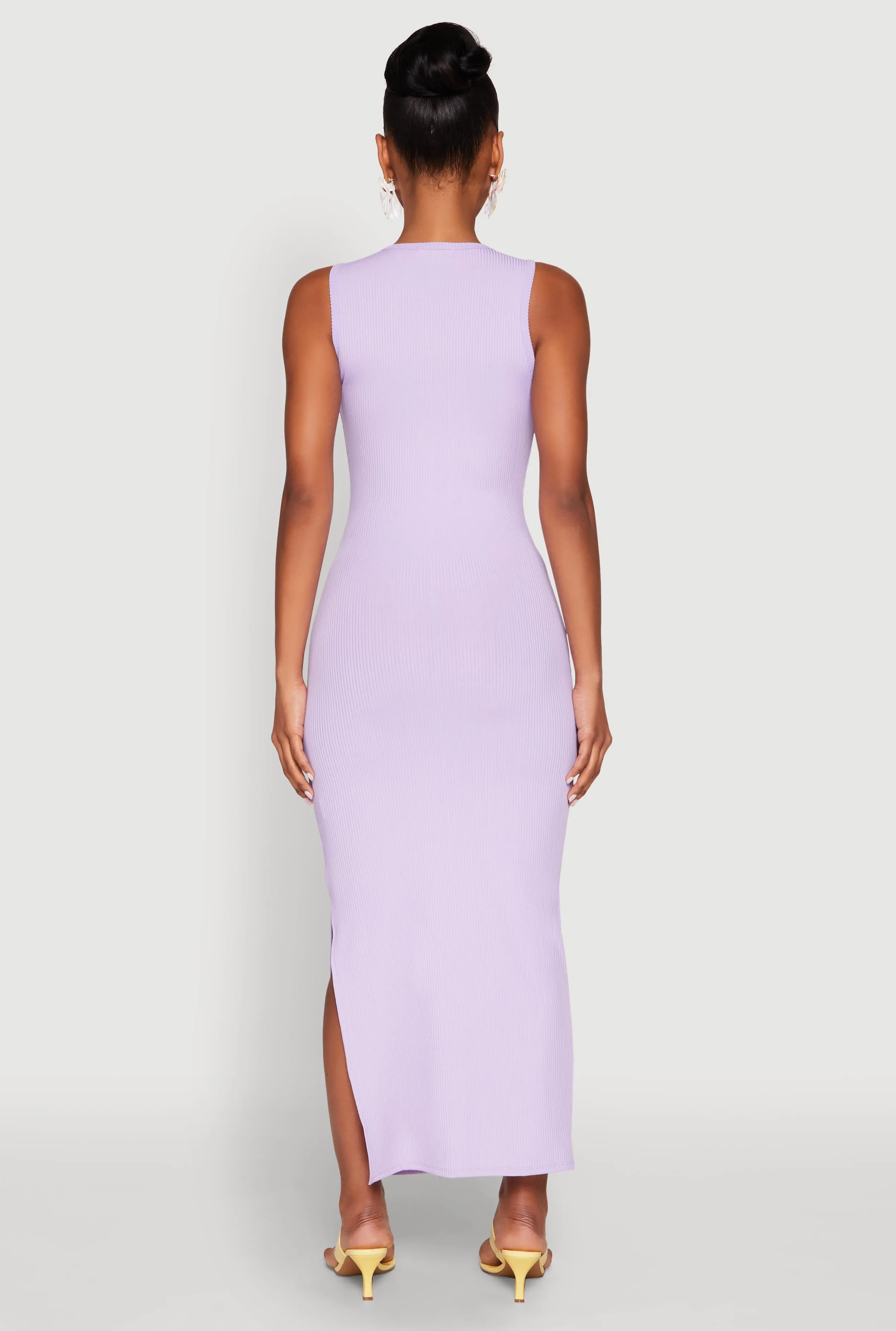 Crew Neck Rib Knit Side Slit Maxi Dress sold by Rainbow product image thumbnail 5