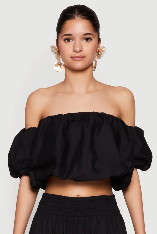 Haute Monde Off The Shoulder Puff Sleeve Top sold by Rainbow