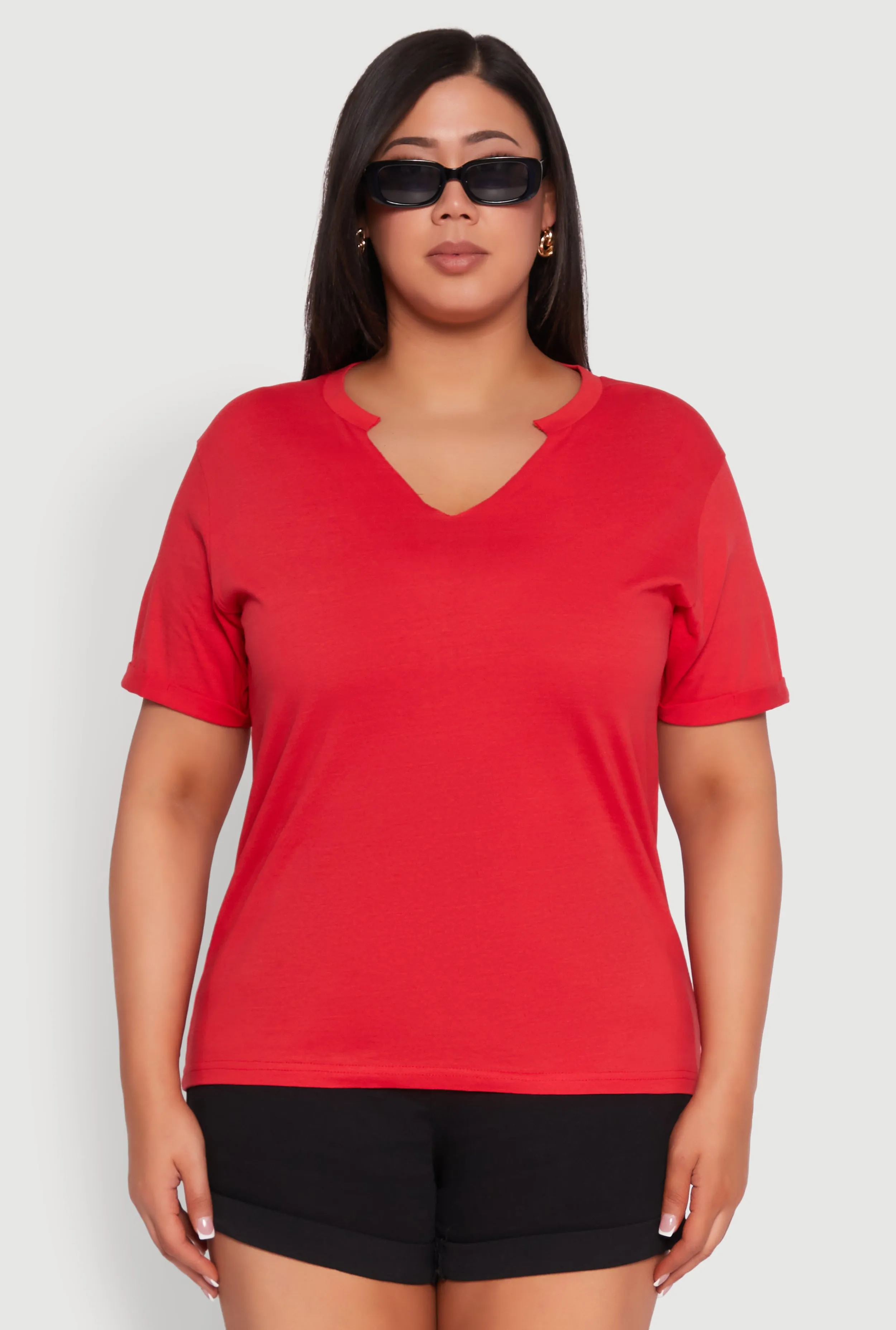 Plus Size Notch Neck T Shirt sold by Rainbow product image thumbnail 2