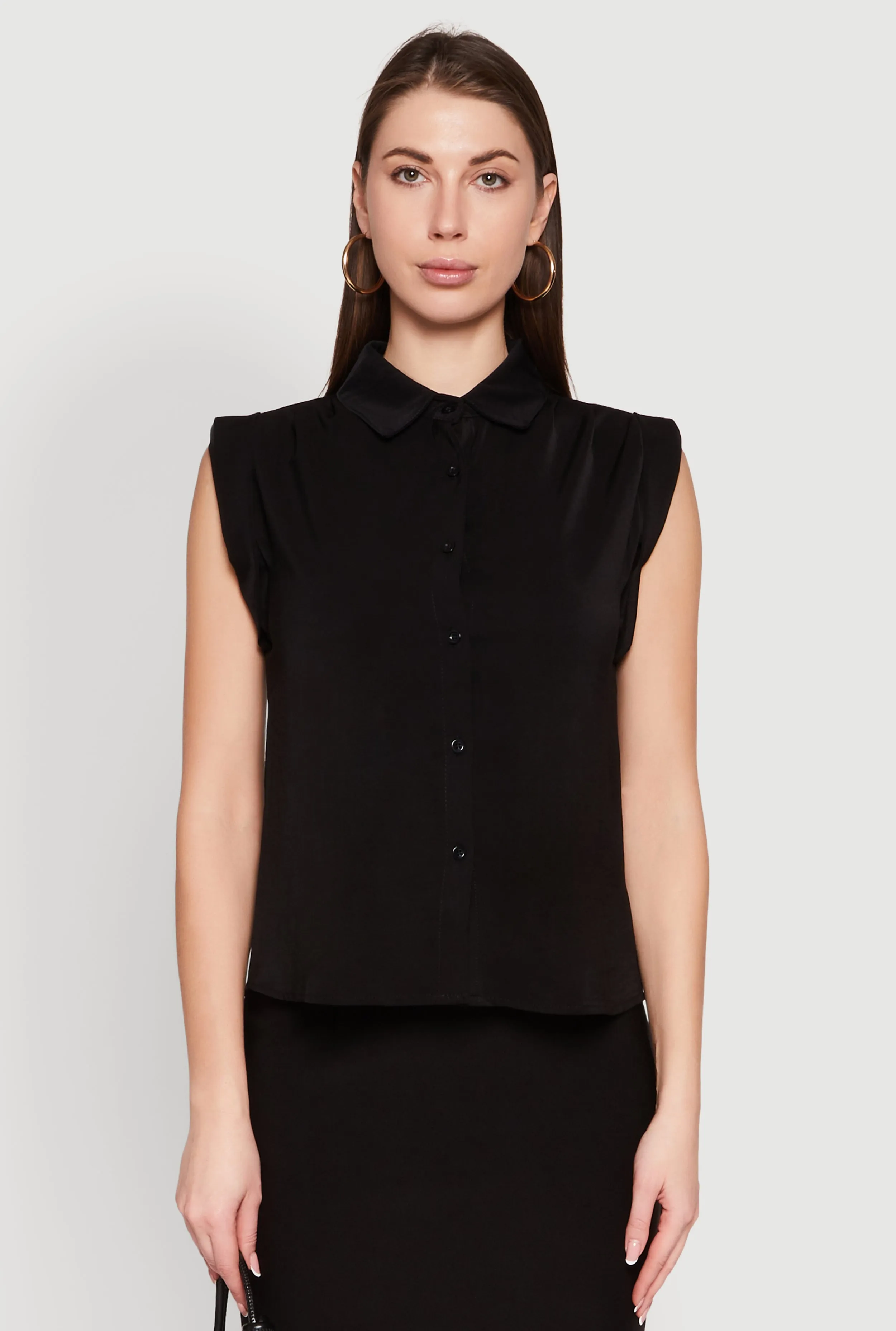 Cap Sleeve Button Front Shirt sold by Rainbow product image thumbnail 2