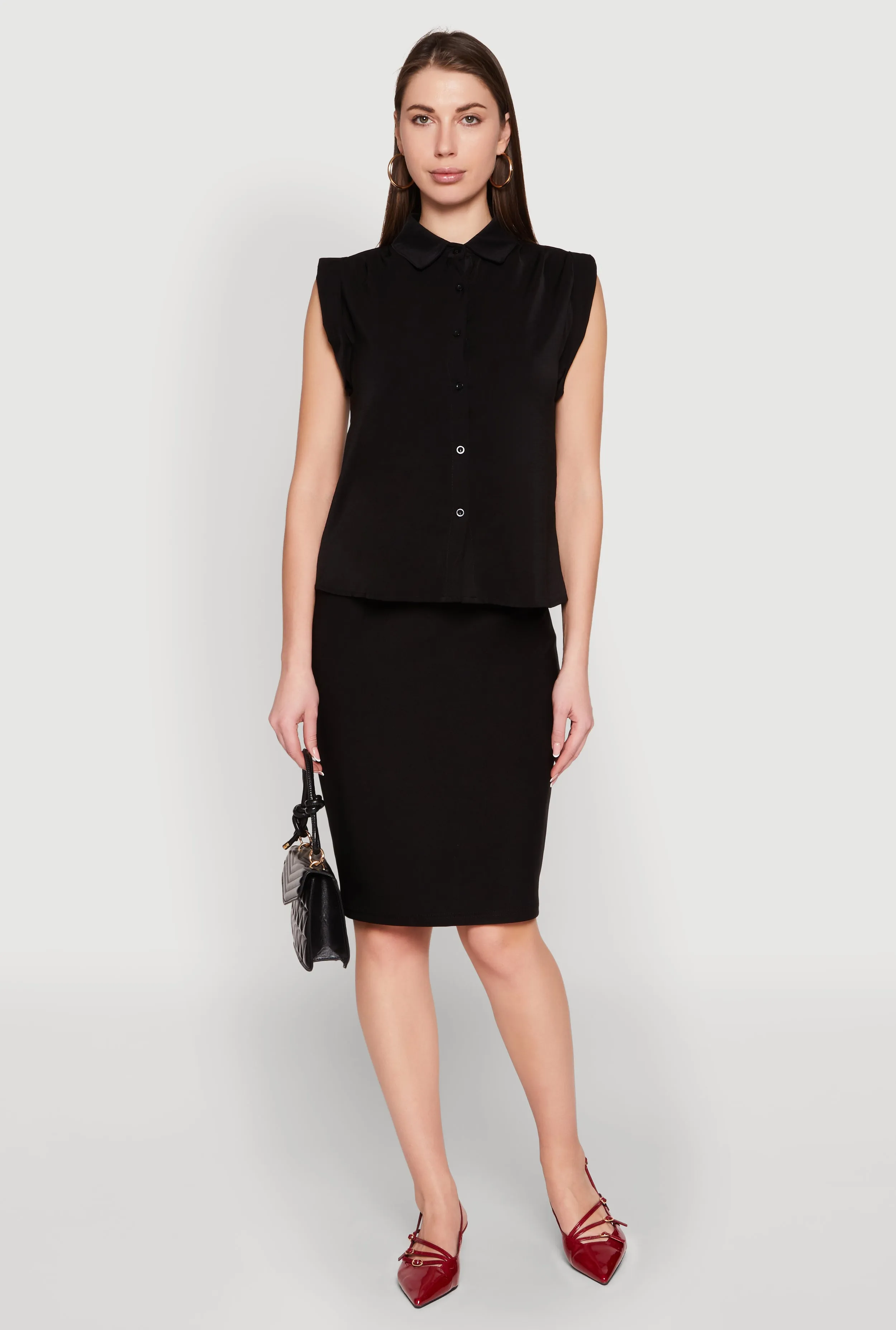 Cap Sleeve Button Front Shirt sold by Rainbow product image thumbnail 3