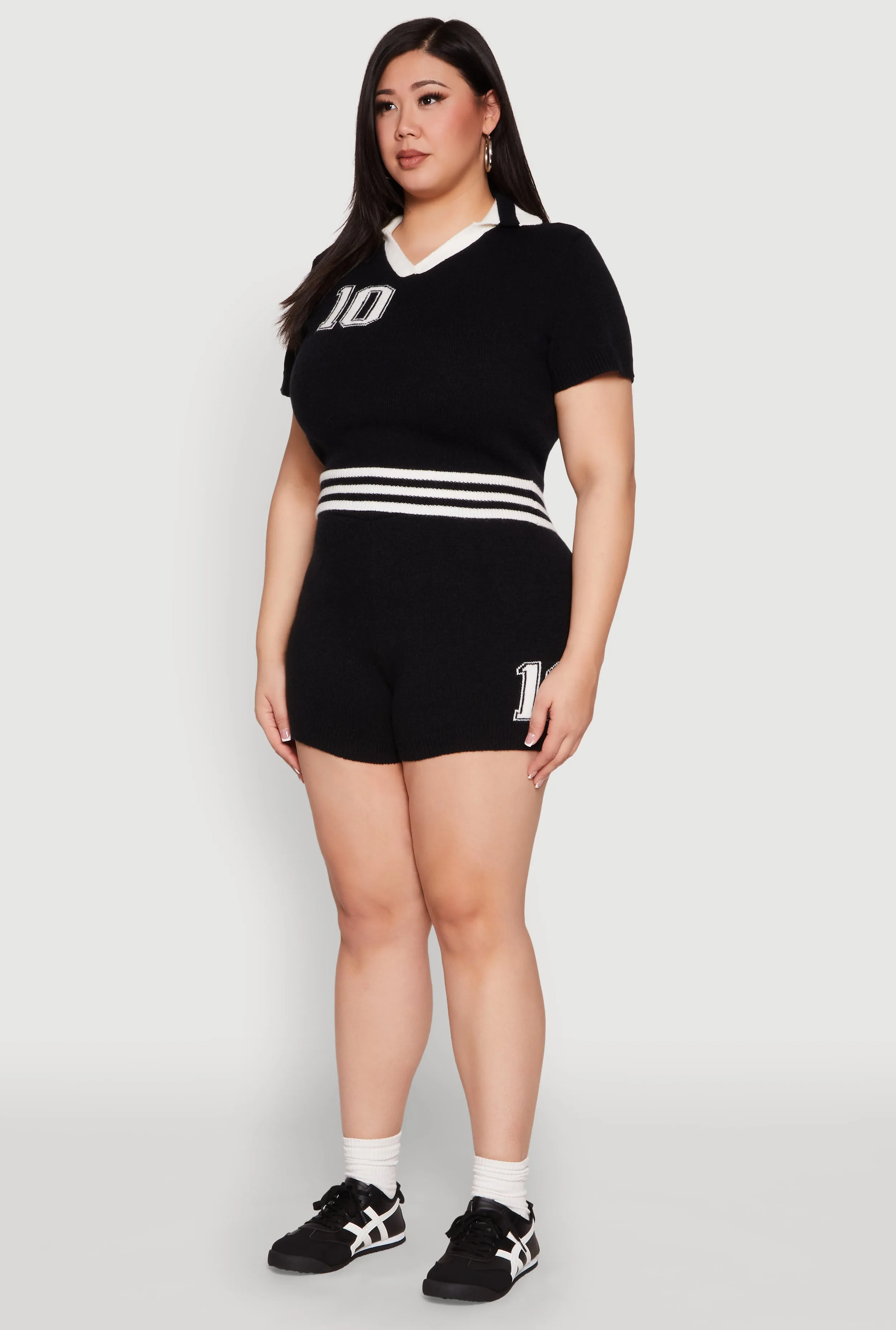 Plus Size Daisy 10 Graphic Varsity Stripe Crop Top sold by Rainbow product image thumbnail 5