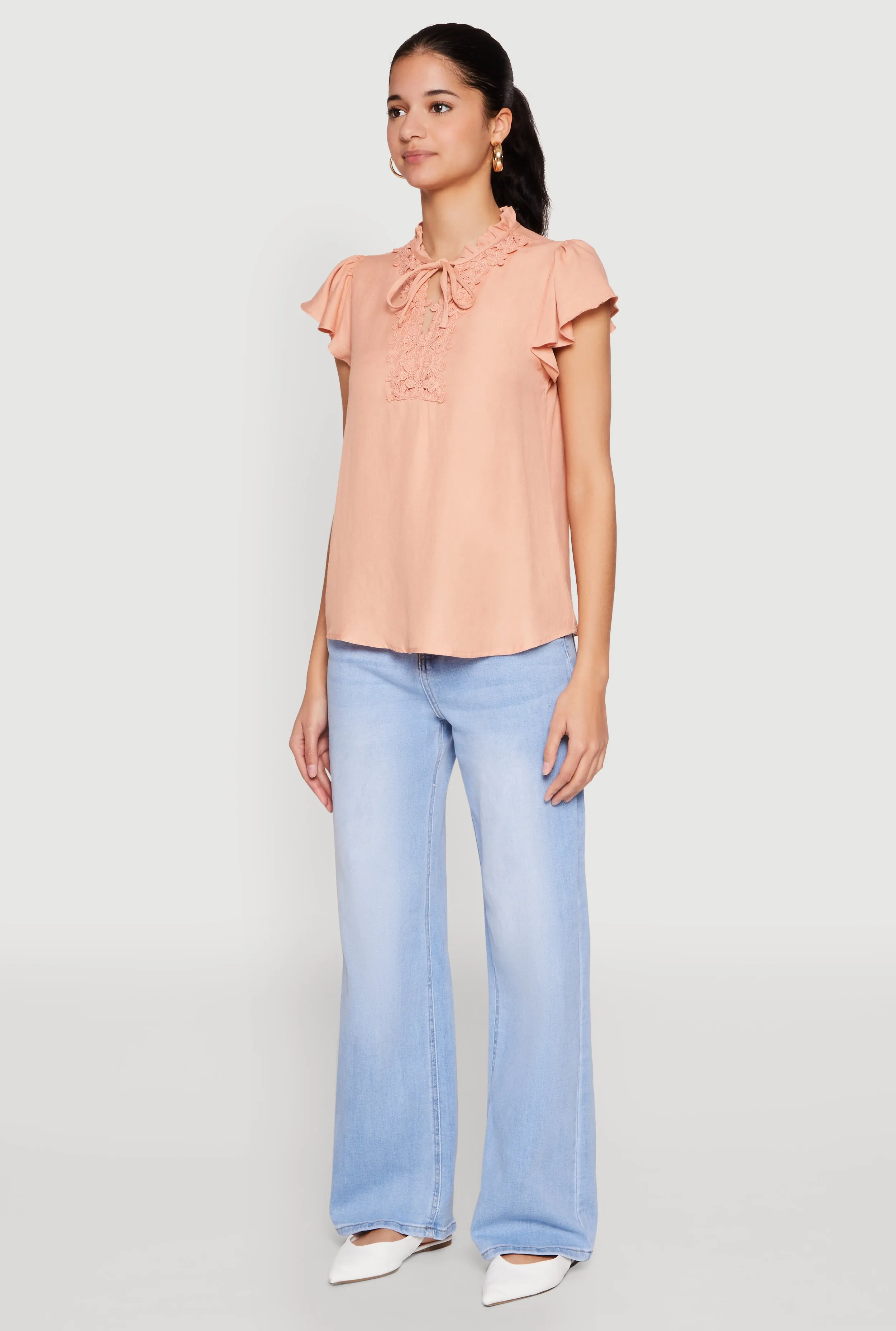 Iris Crochet Detail Flounce Sleeve Blouse sold by Rainbow product image thumbnail 5