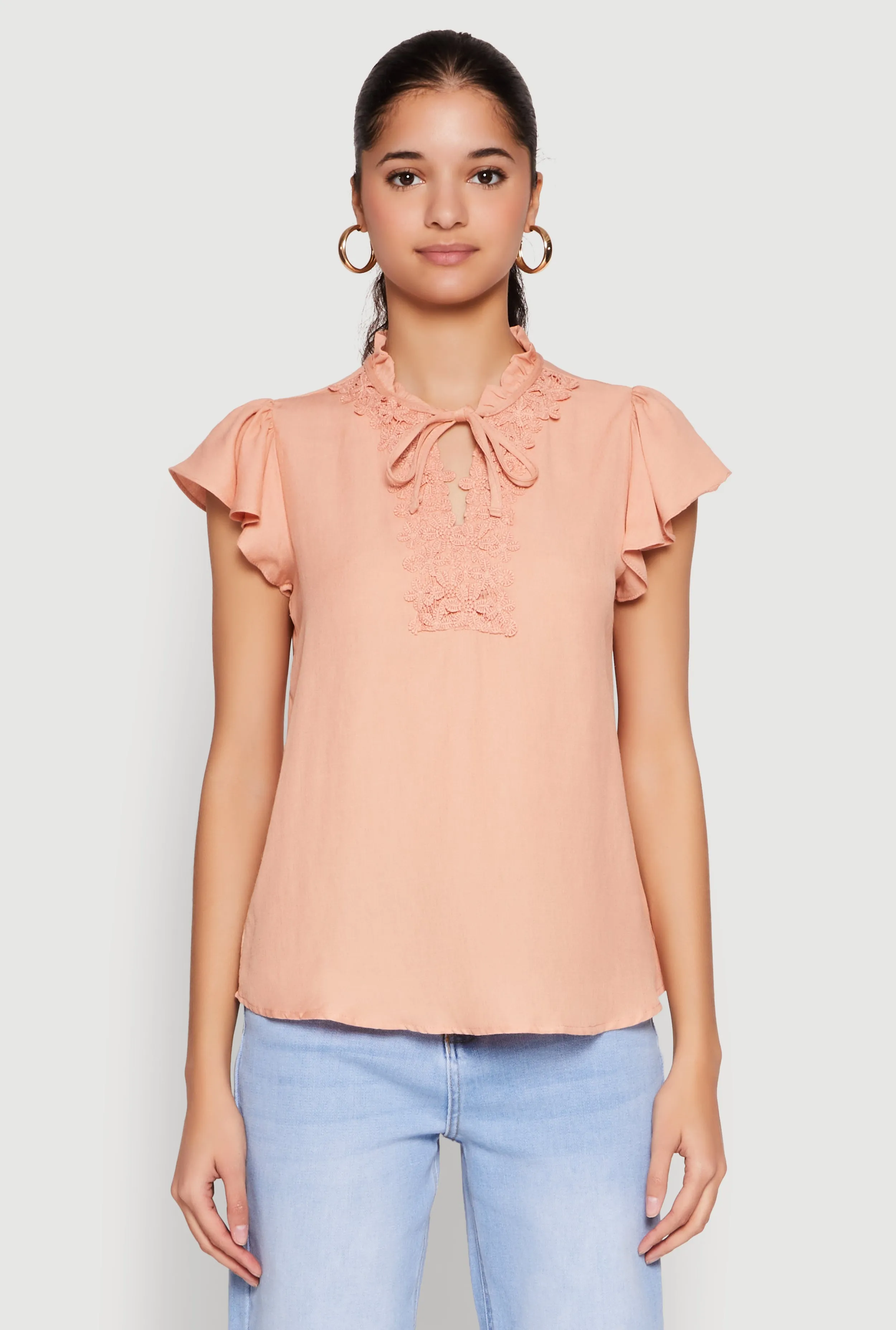 Iris Crochet Detail Flounce Sleeve Blouse sold by Rainbow product image thumbnail 2