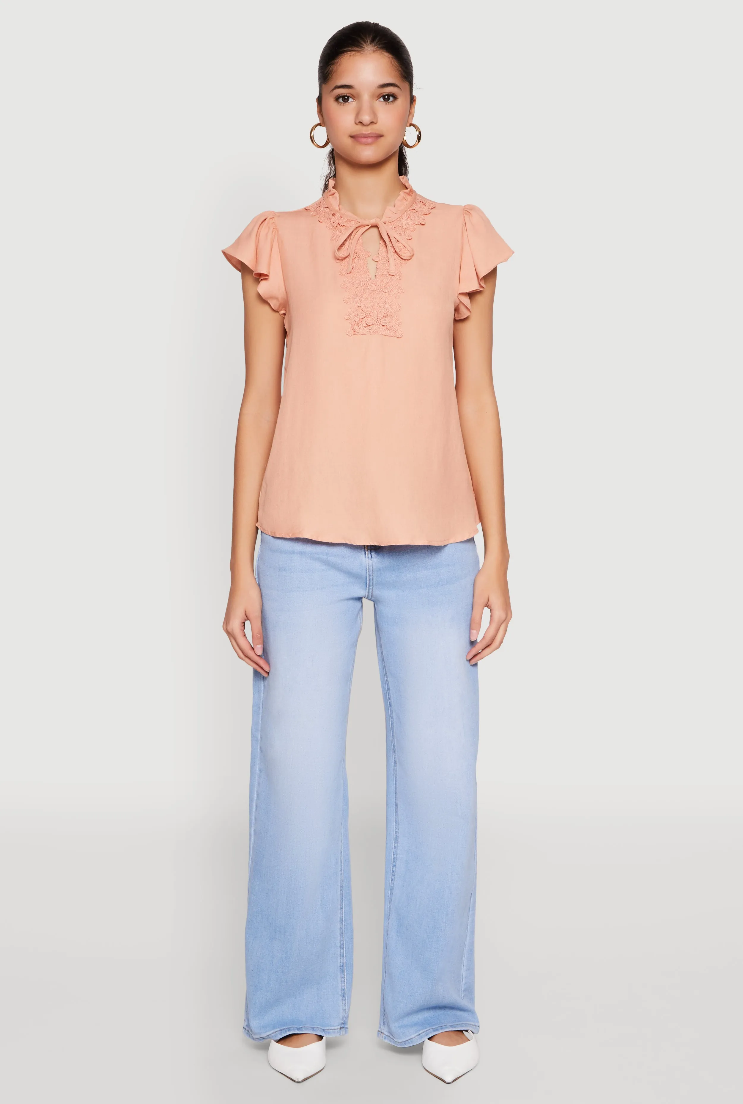 Iris Crochet Detail Flounce Sleeve Blouse sold by Rainbow product image thumbnail 3