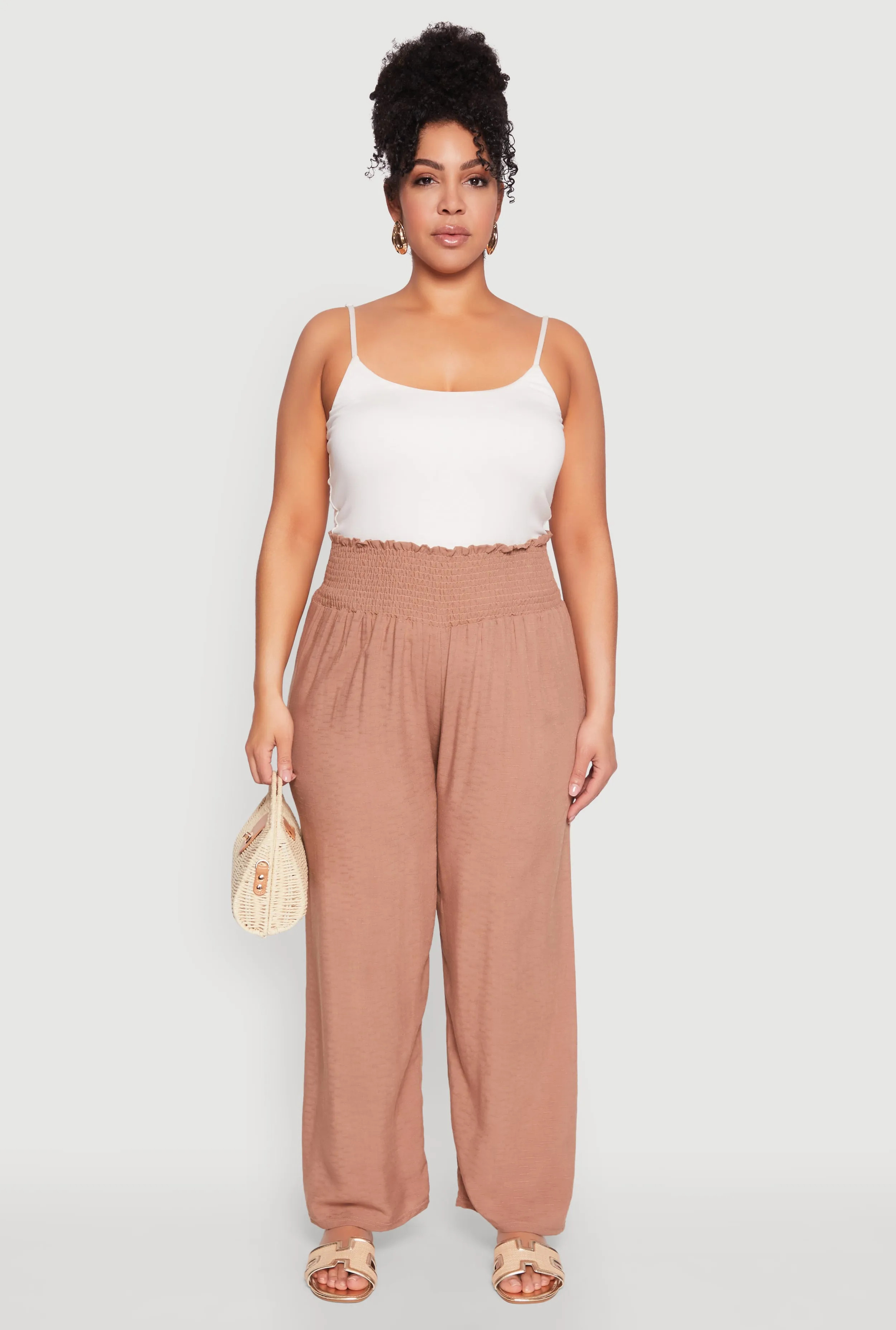 Plus Size Smocked High Waisted Pants sold by Rainbow product image thumbnail 2