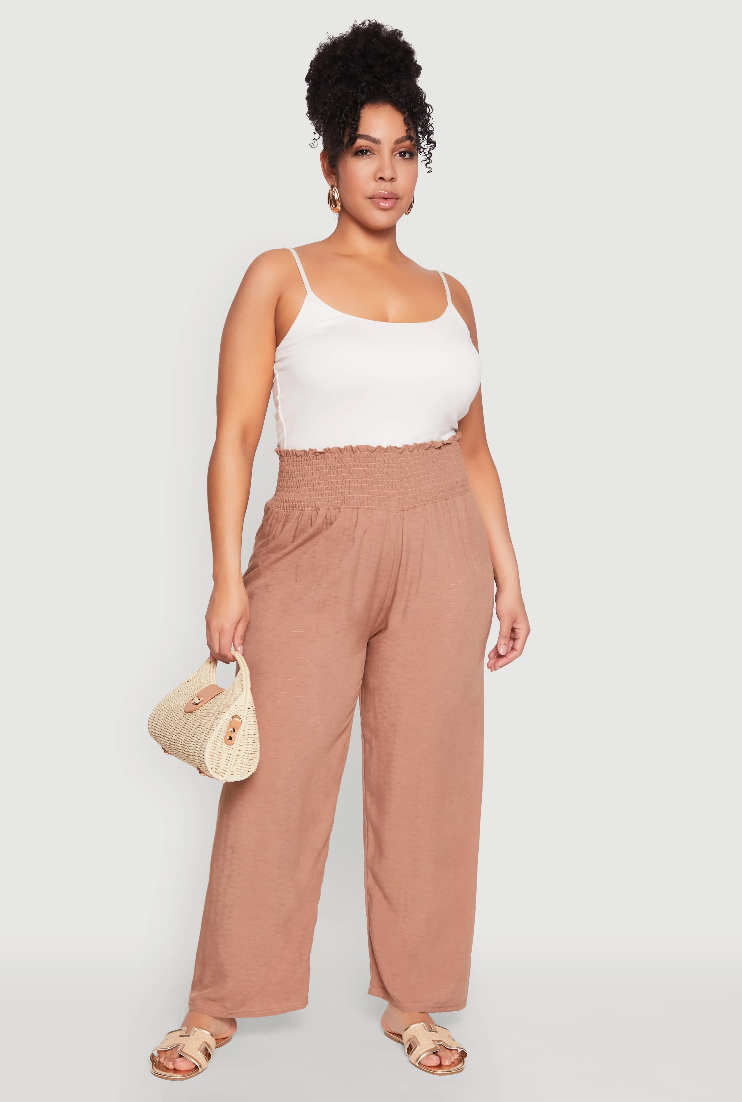 Plus Size Smocked High Waisted Pants sold by Rainbow