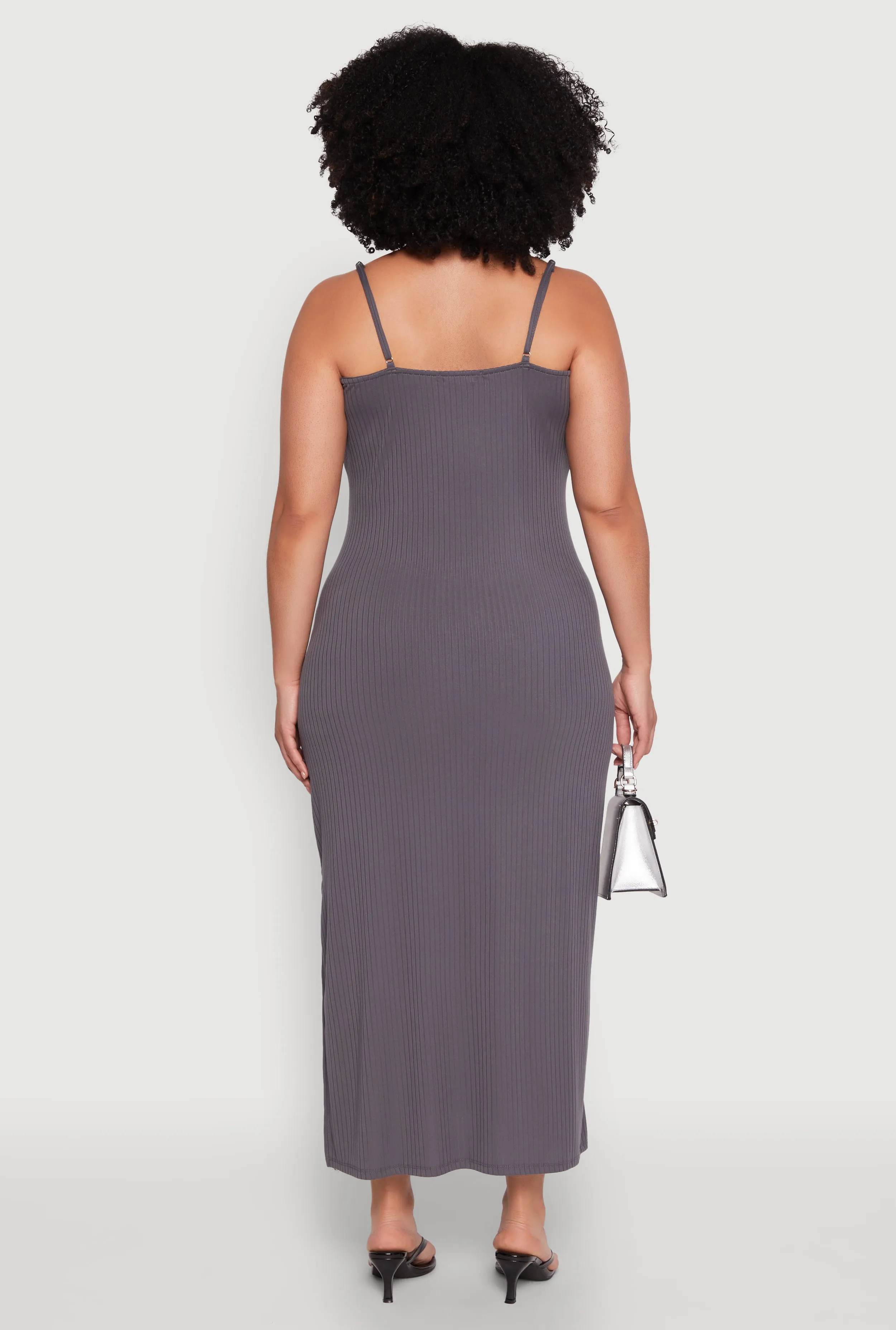 Plus Size V Neck Side Slit Maxi Dress sold by Rainbow product image thumbnail 5