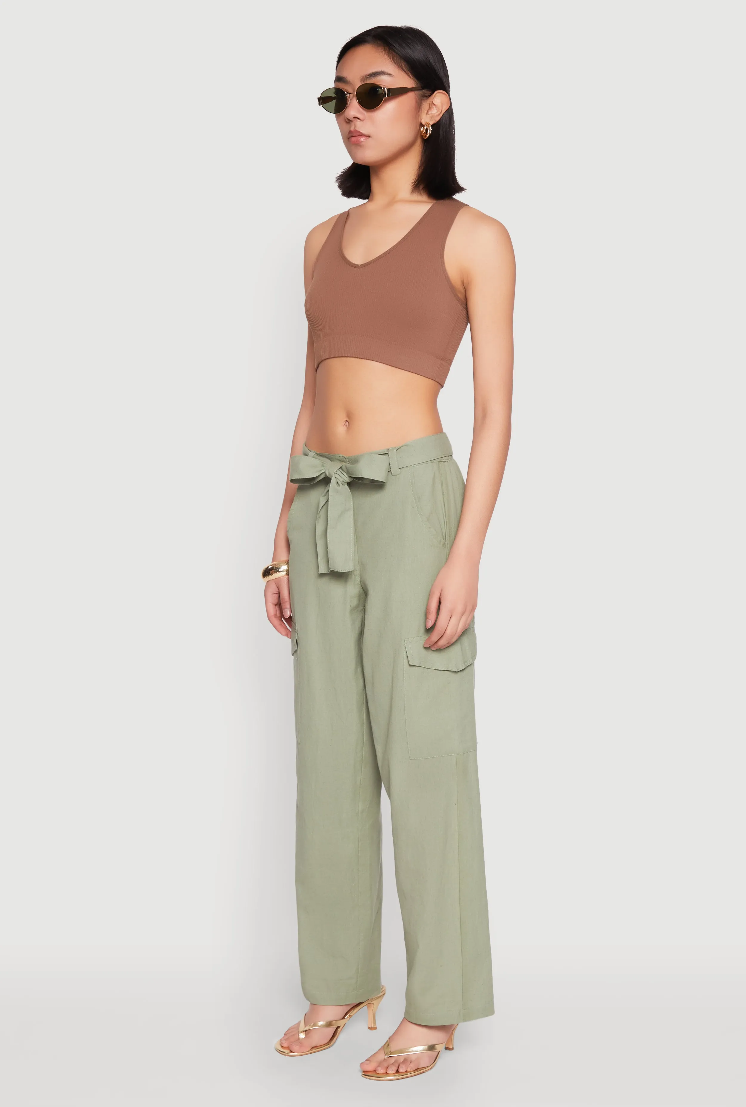 Tie Waist Belted Cargo Pants sold by Rainbow product image thumbnail 3