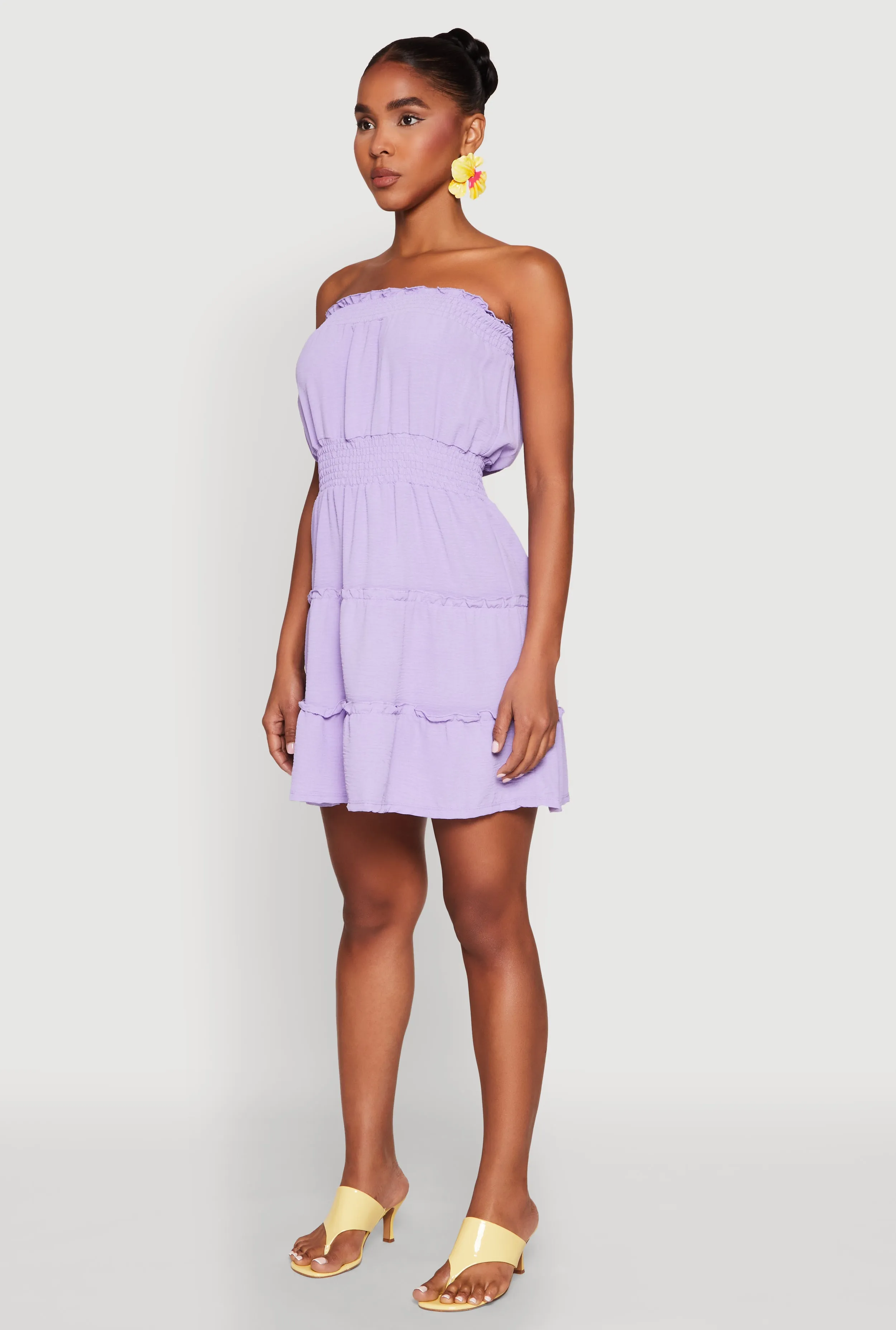 Strapless Smocked Tiered Mini Dress sold by Rainbow product image thumbnail 3