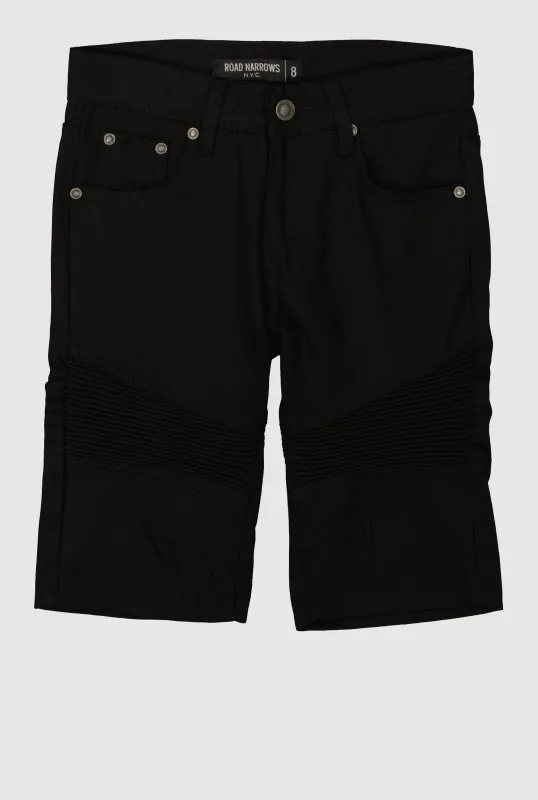 Boys Denim Moto Shorts sold by Rainbow