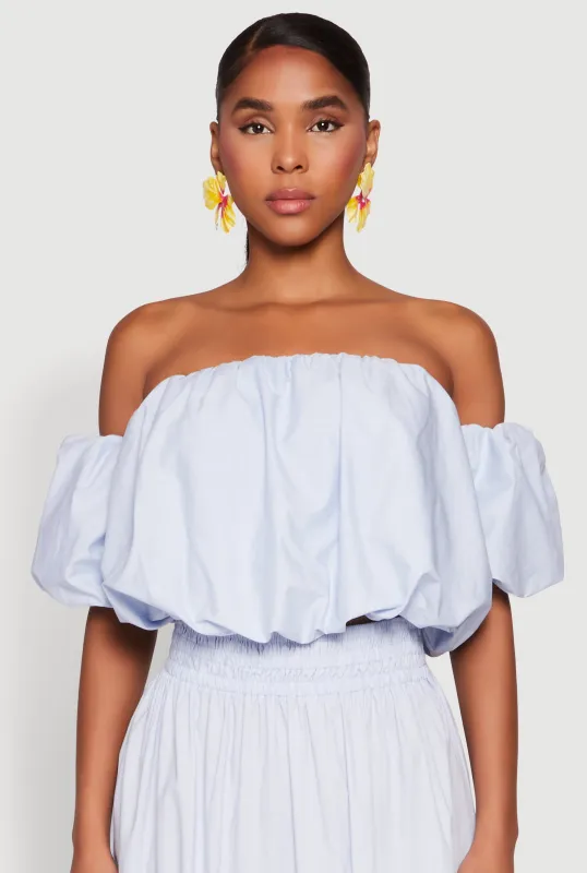 Haute Monde Off The Shoulder Puff Sleeve Top sold by Rainbow