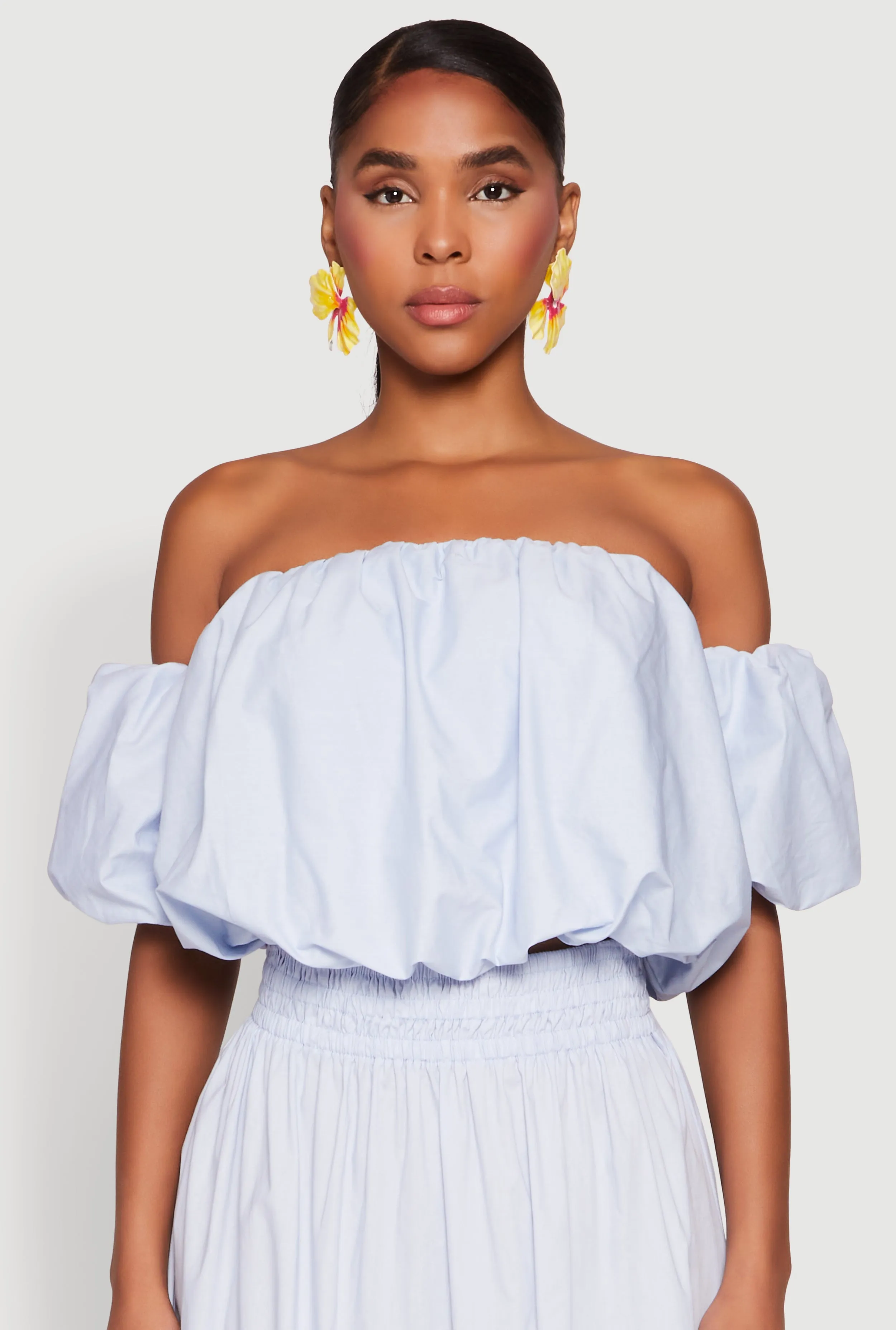 Haute Monde Off The Shoulder Puff Sleeve Top sold by Rainbow