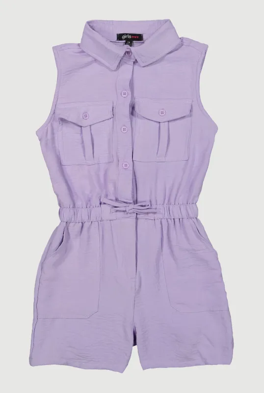 Girls Button Front Sleeveless Romper sold by Rainbow