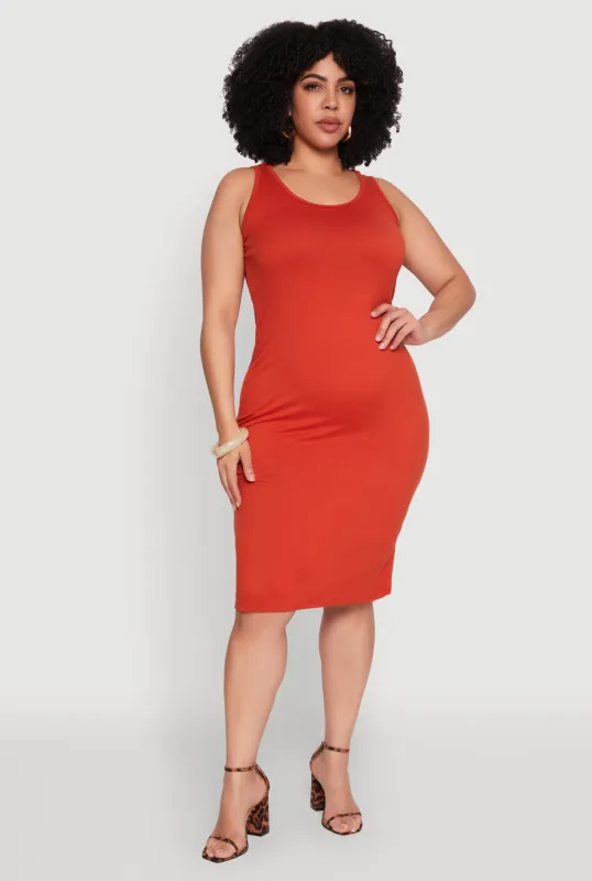 Plus Size Scoop Neck Midi Dress sold by Rainbow
