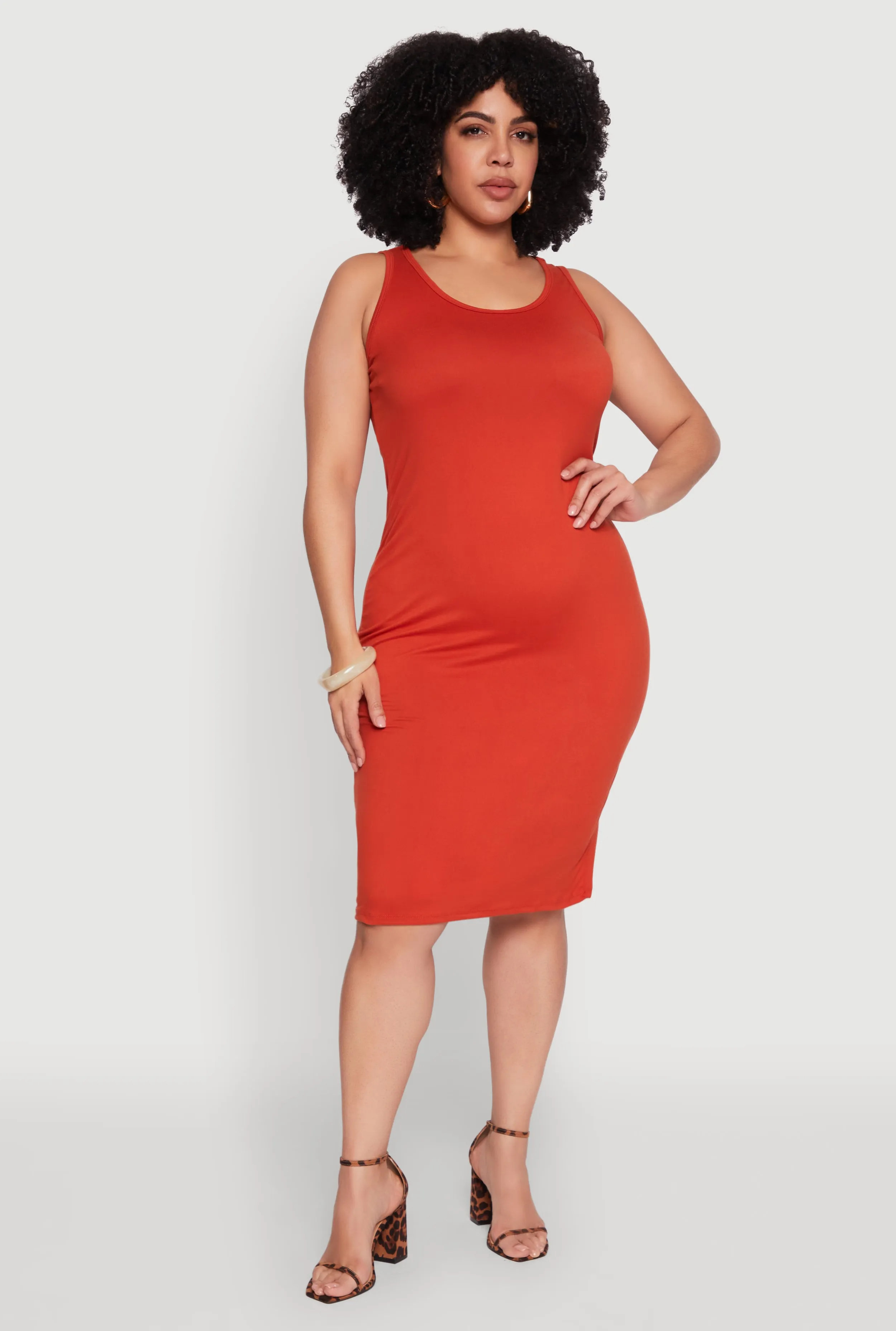Plus Size Scoop Neck Midi Dress sold by Rainbow