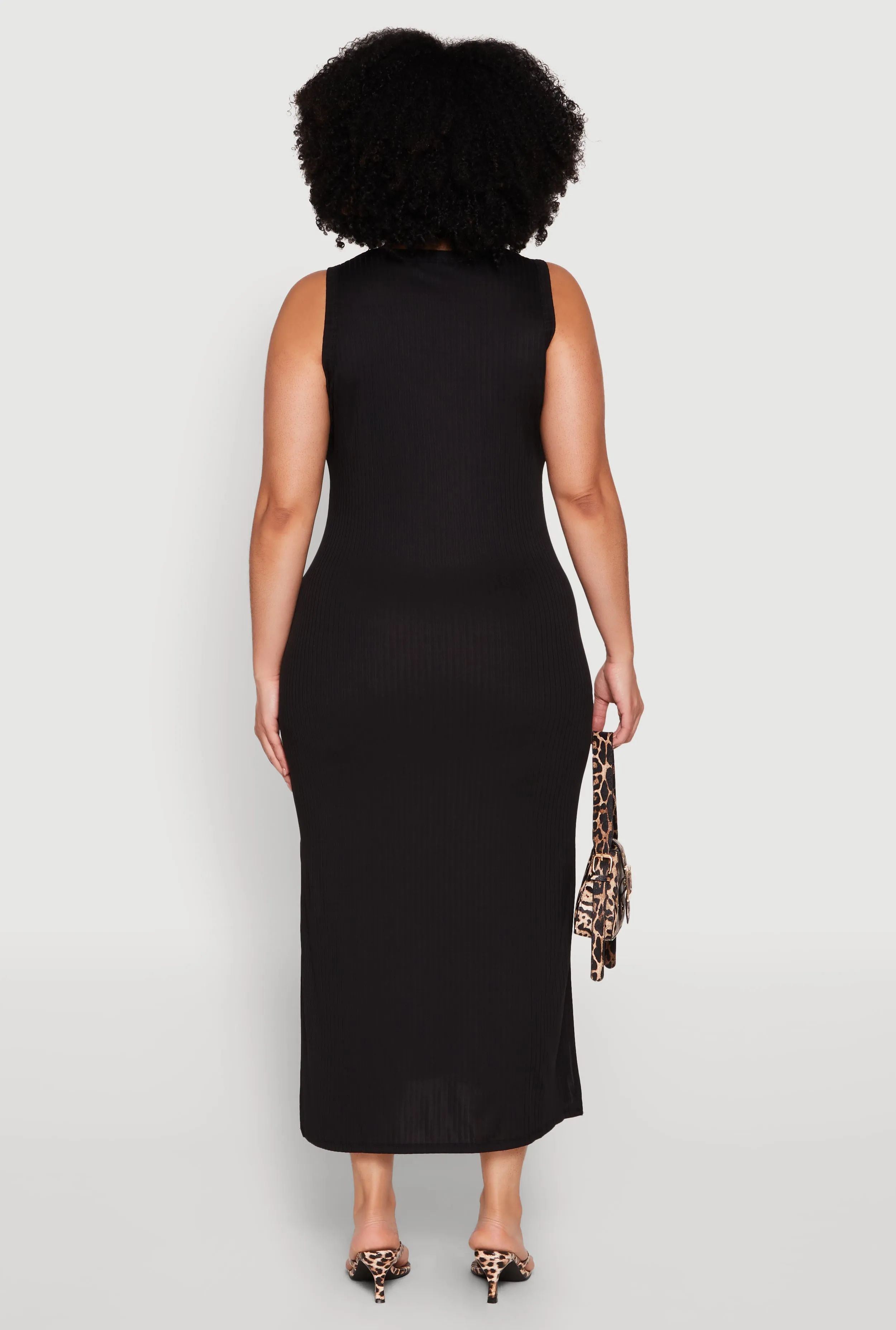 Plus Size Scoop Neck Side Slit Midi Dress sold by Rainbow product image thumbnail 5