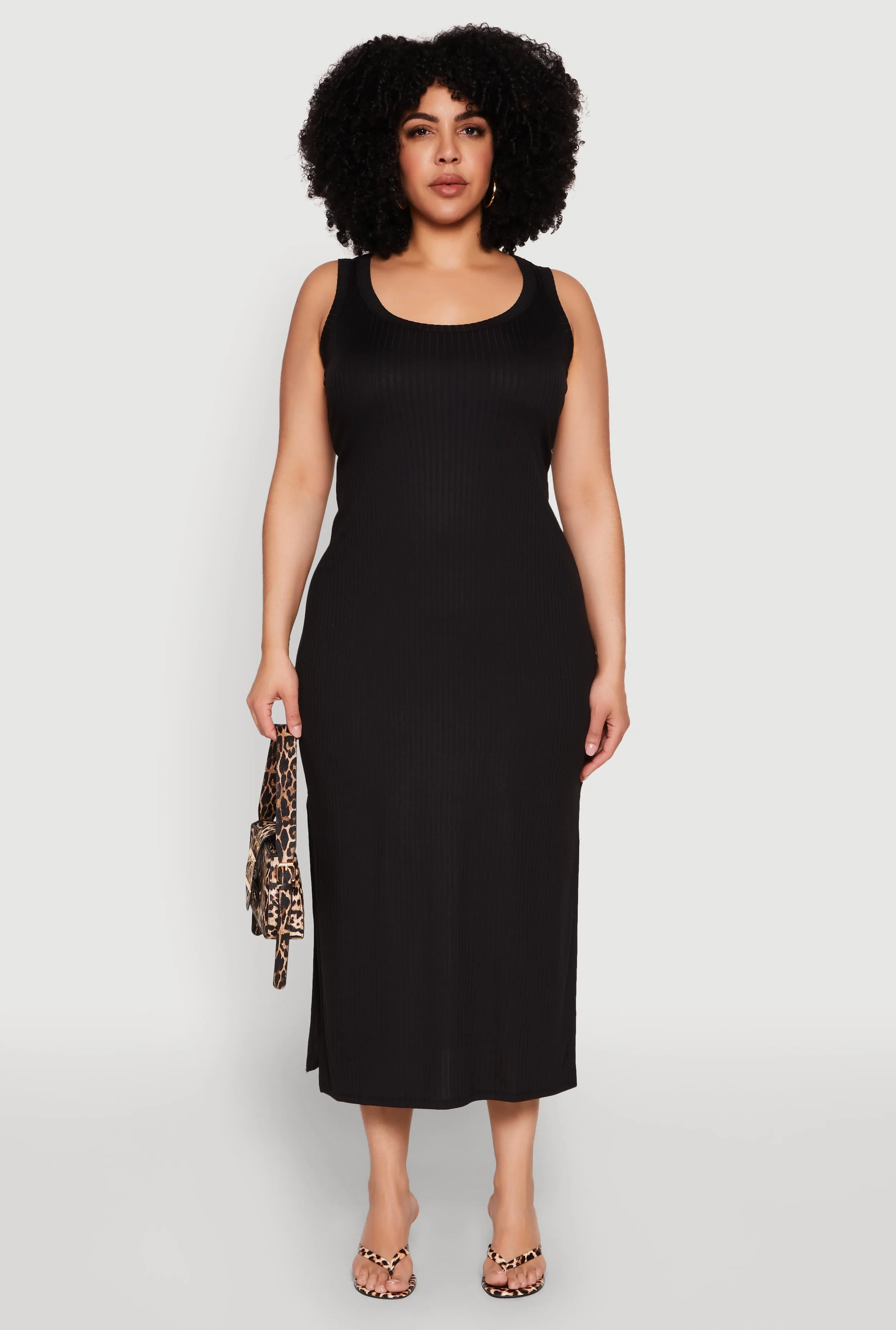 Plus Size Scoop Neck Side Slit Midi Dress sold by Rainbow product image thumbnail 2