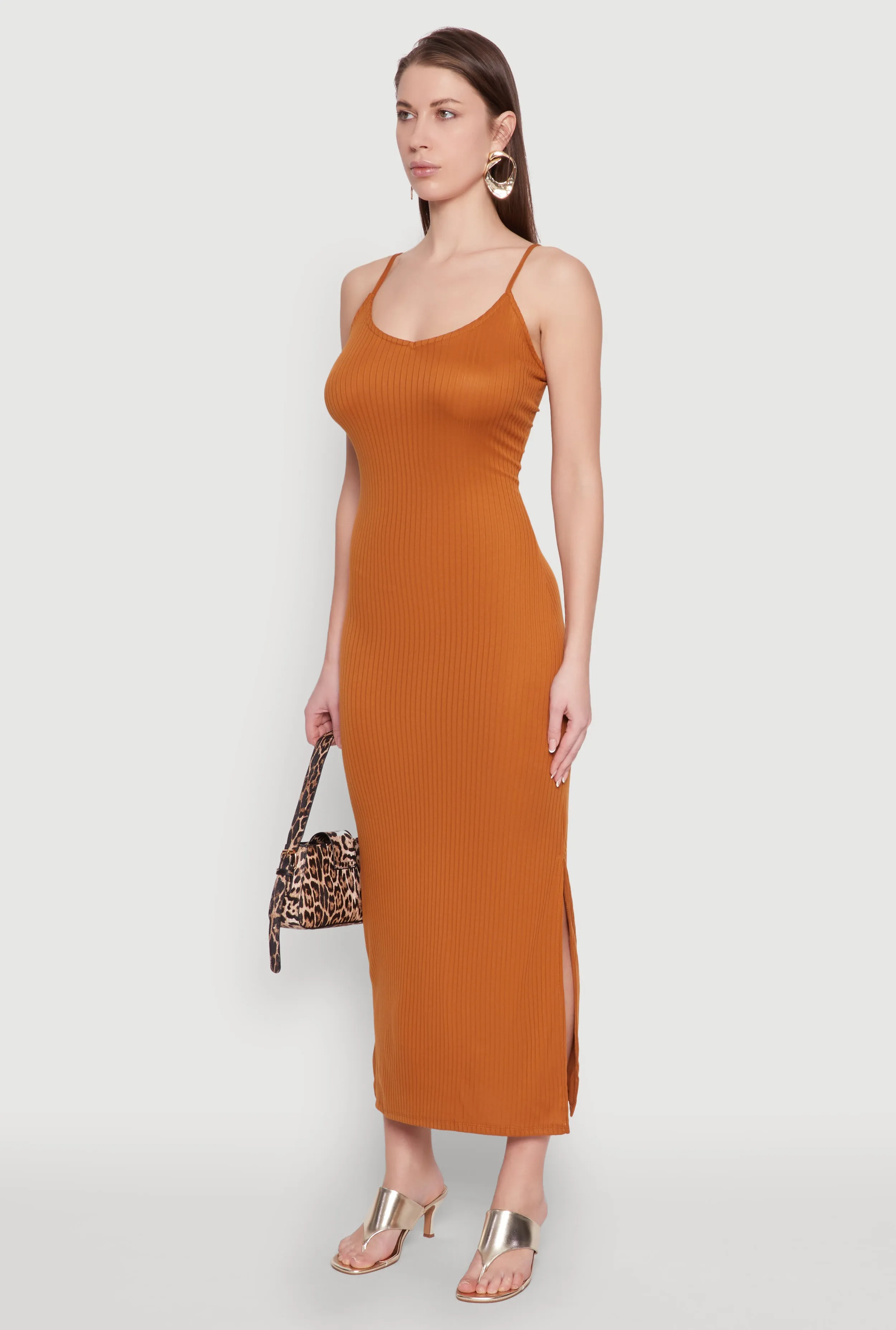 Side Slit V Neck Maxi Dress sold by Rainbow product image thumbnail 3