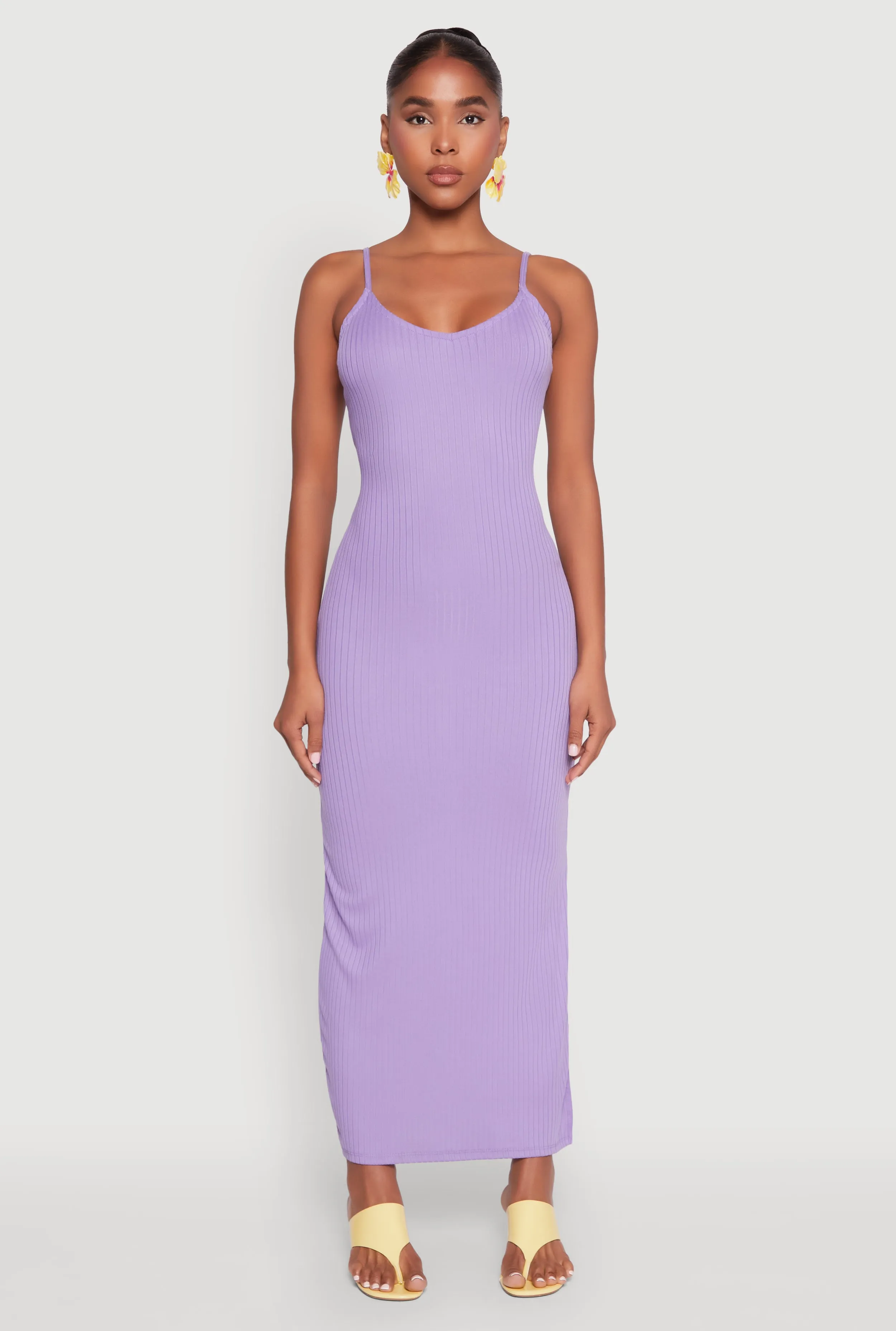 Side Slit V Neck Maxi Dress sold by Rainbow