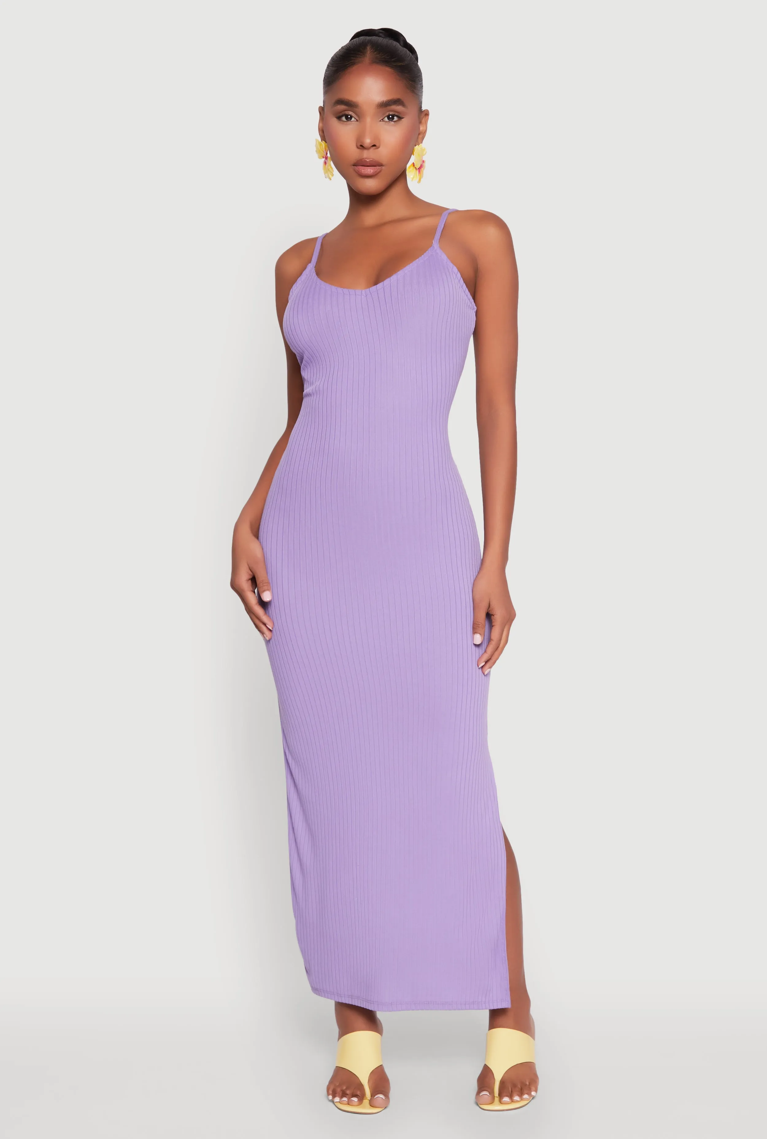 Side Slit V Neck Maxi Dress sold by Rainbow product image thumbnail 2