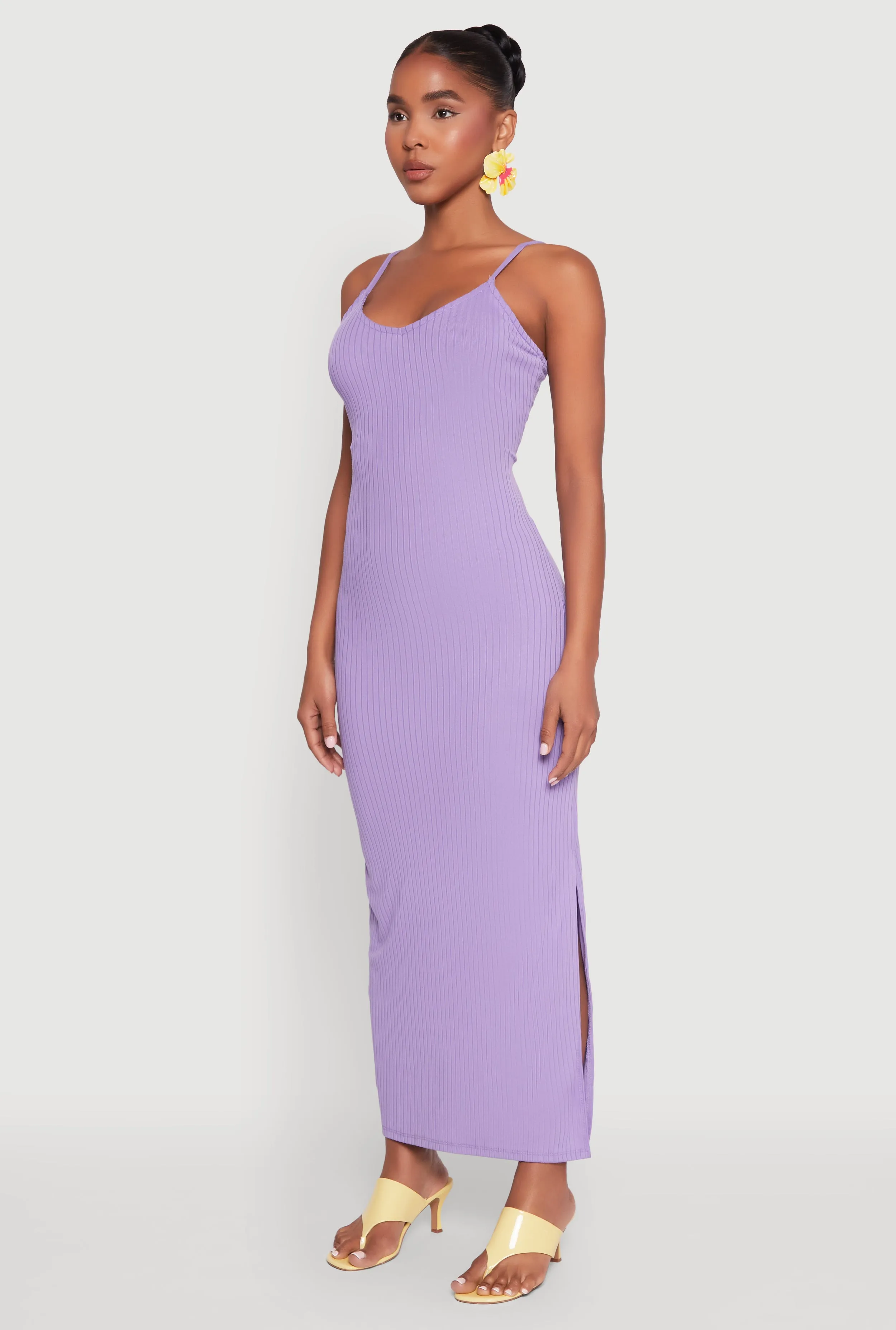 Side Slit V Neck Maxi Dress sold by Rainbow product image thumbnail 3