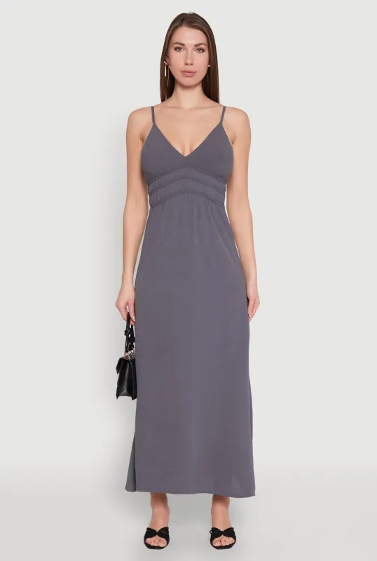 V Neck Empire Waist Maxi Dress sold by Rainbow