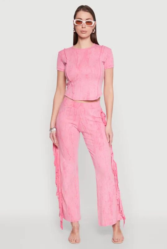 Mineral Wash Rib Knit Fringe Pants sold by Rainbow