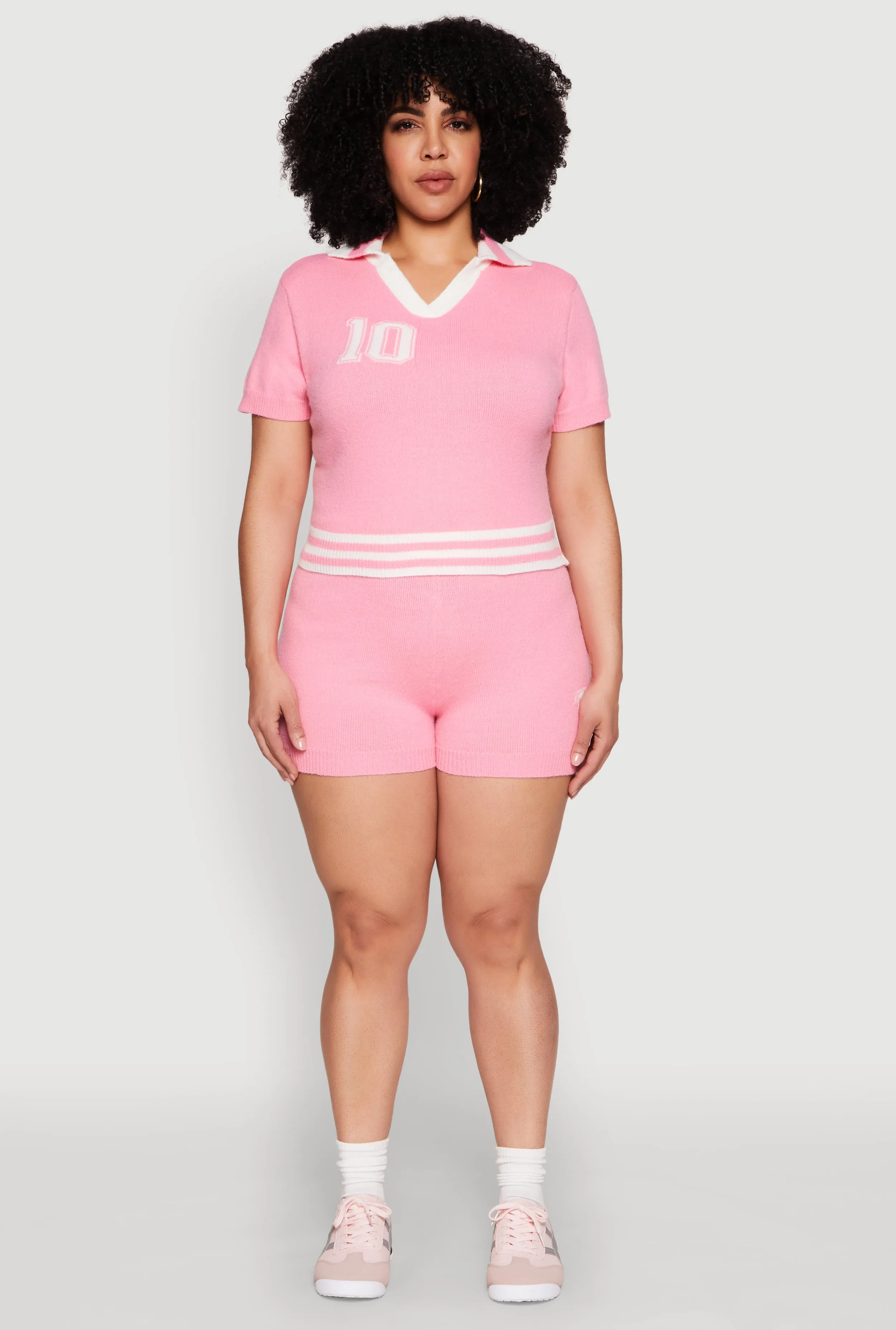 Plus Size Daisy 10 Graphic Varsity Stripe Crop Top sold by Rainbow product image thumbnail 2