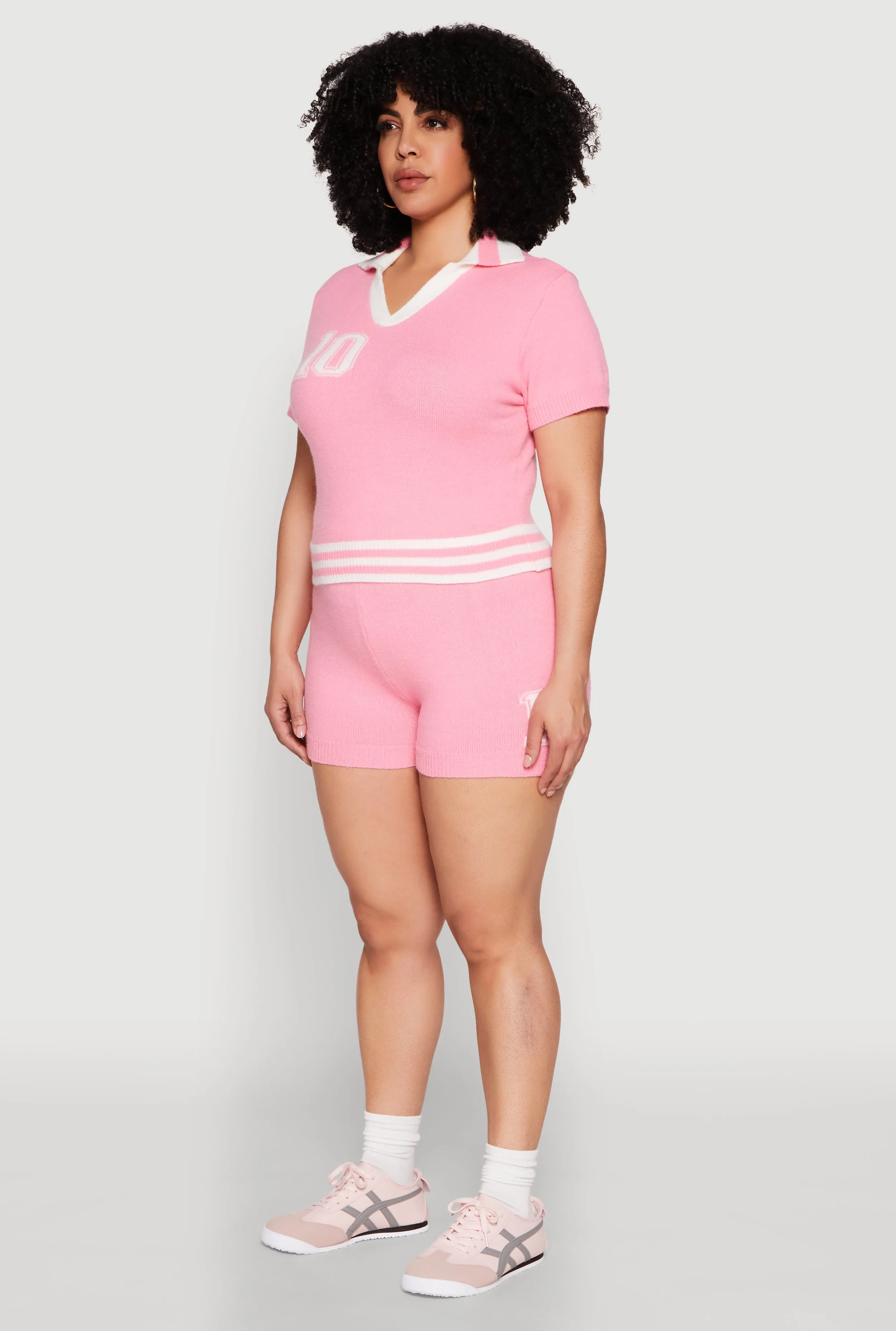 Plus Size Daisy 10 Graphic Varsity Stripe Crop Top sold by Rainbow product image thumbnail 5