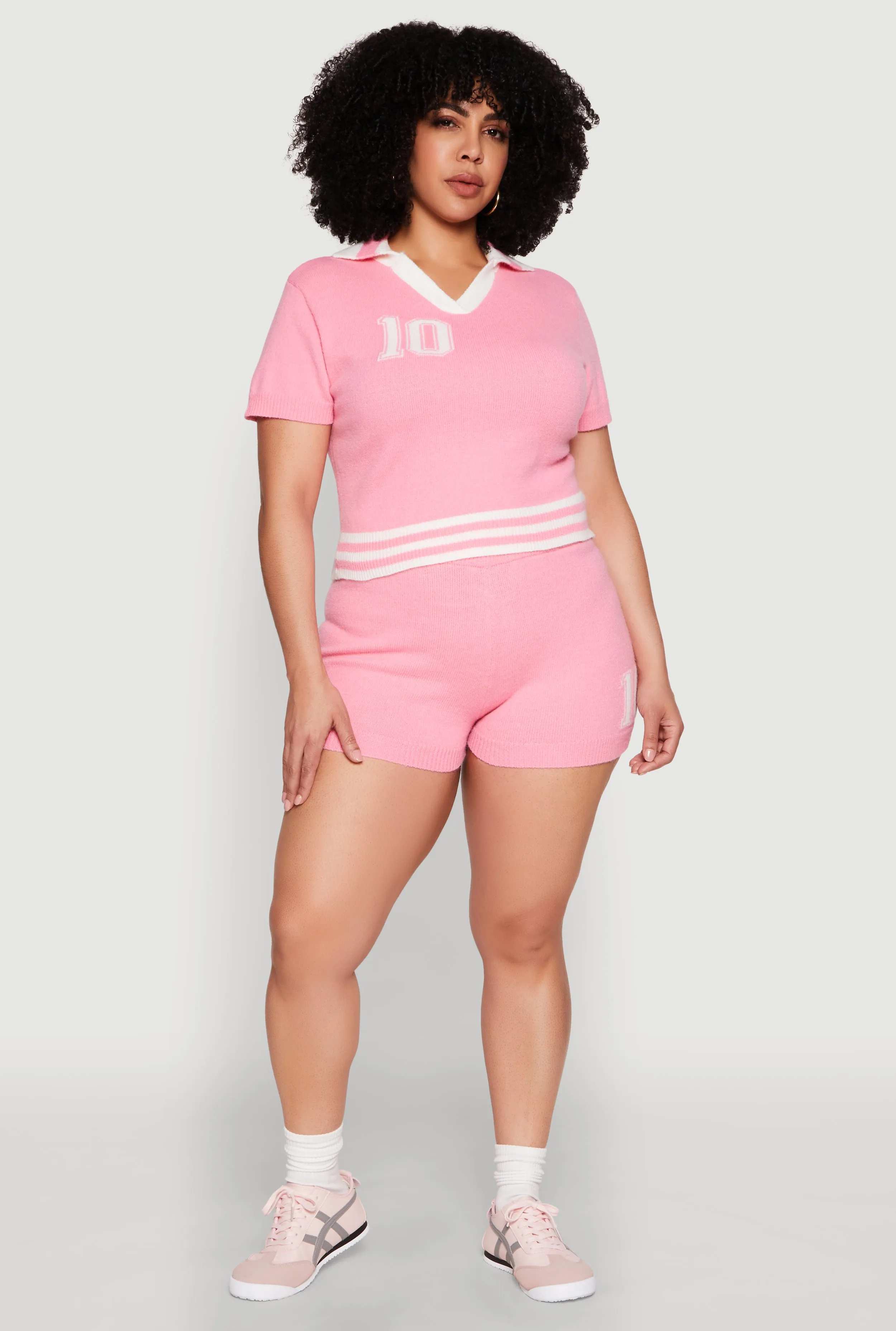 Plus Size Daisy 10 Graphic Varsity Stripe Crop Top sold by Rainbow product image thumbnail 3