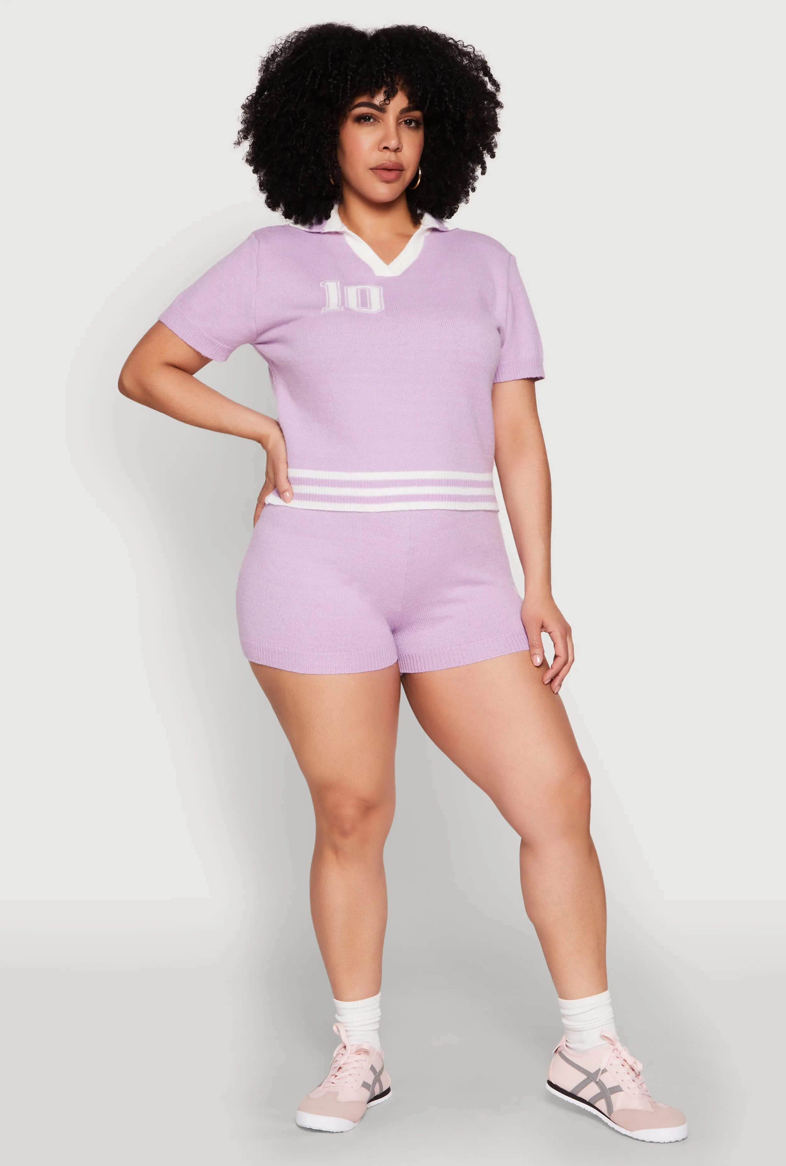 Plus Size Daisy 10 Graphic Varsity Stripe Crop Top sold by Rainbow product image thumbnail 3