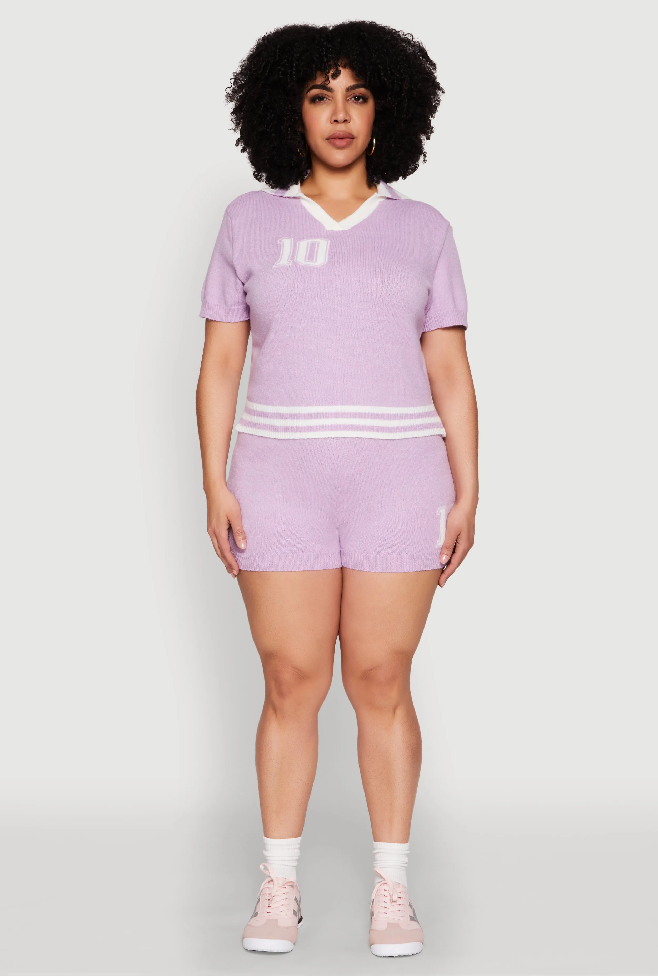 Plus Size Daisy 10 Graphic Varsity Stripe Crop Top sold by Rainbow product image thumbnail 2