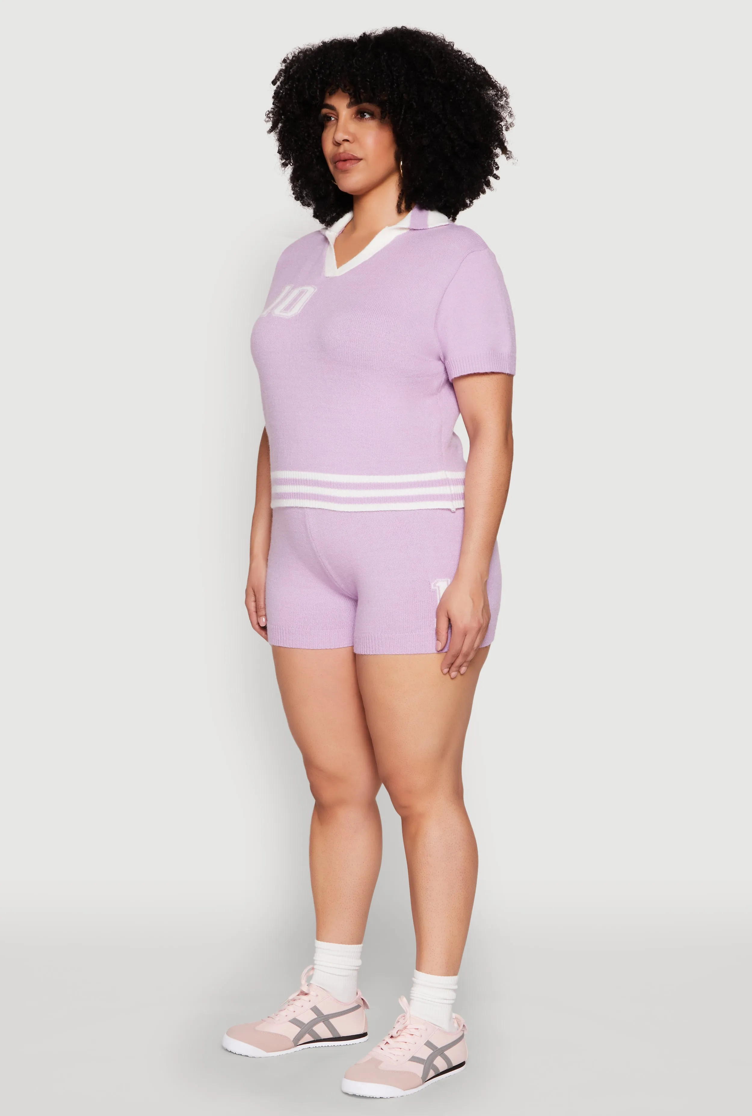 Plus Size Daisy 10 Graphic Varsity Stripe Crop Top sold by Rainbow product image thumbnail 5