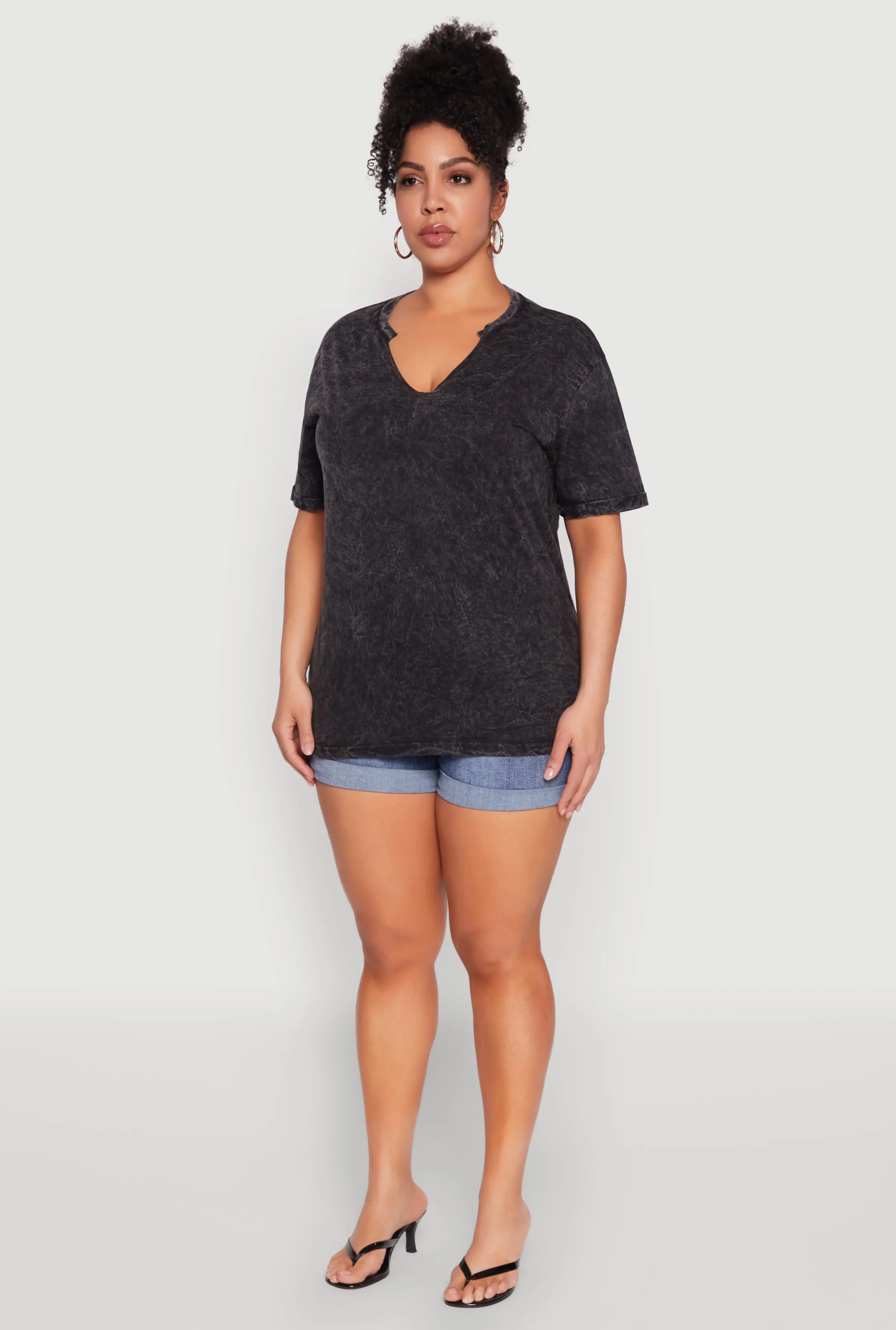 Plus Size Notch Neck T Shirt sold by Rainbow product image thumbnail 5