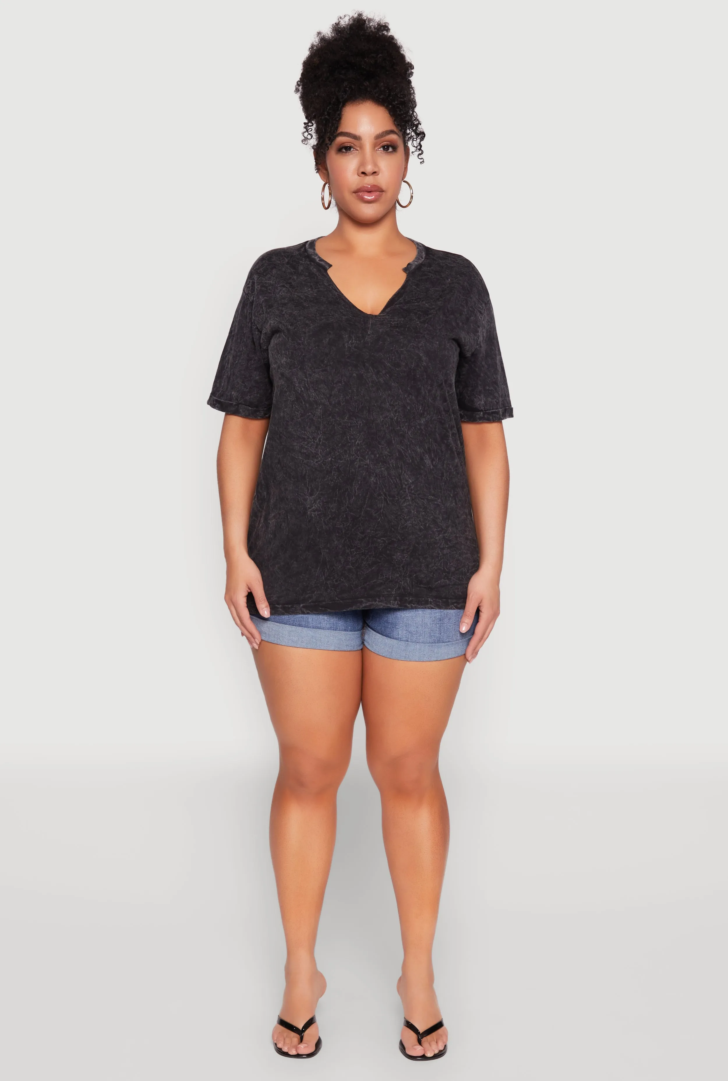 Plus Size Notch Neck T Shirt sold by Rainbow product image thumbnail 3