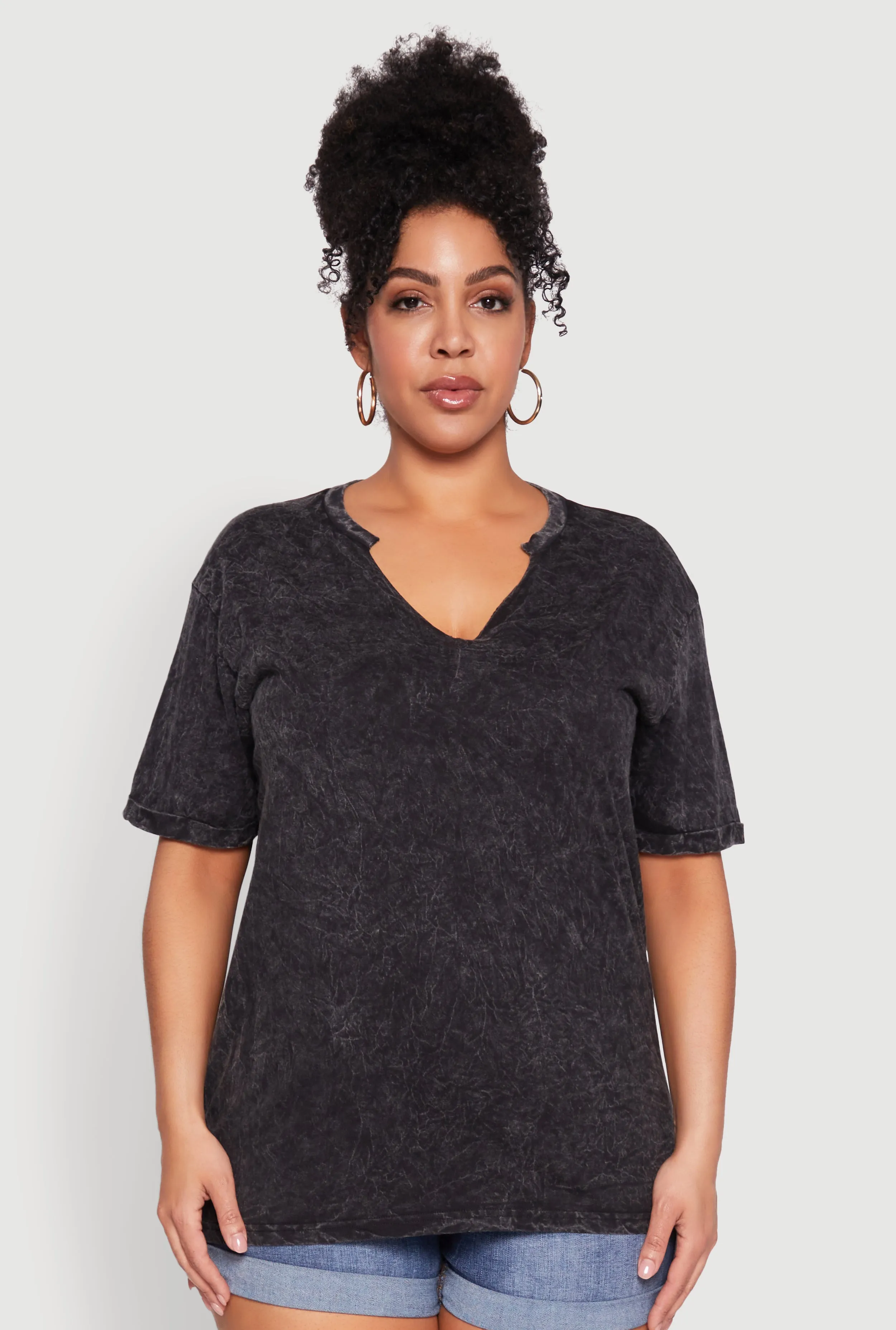 Plus Size Notch Neck T Shirt sold by Rainbow product image thumbnail 2
