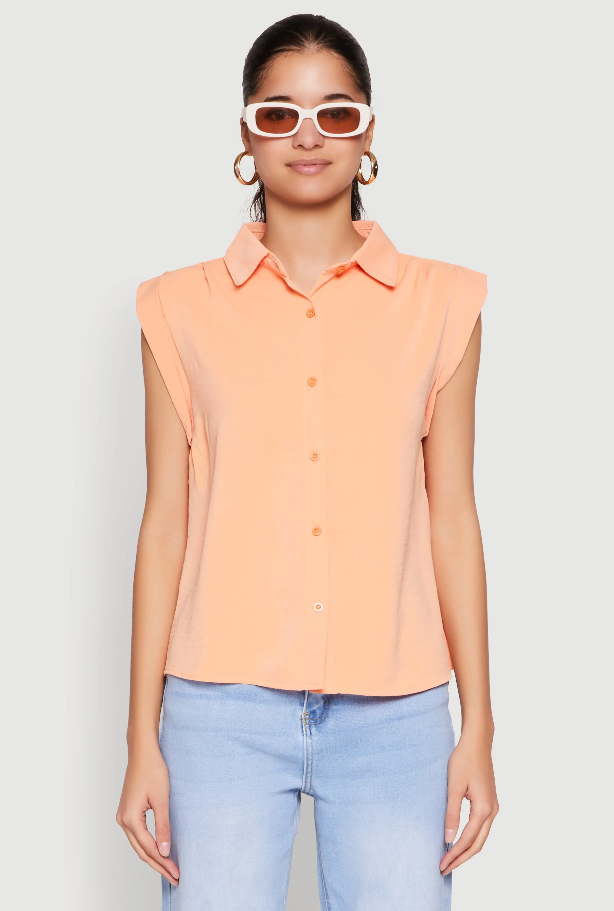 Cap Sleeve Button Front Shirt sold by Rainbow product image thumbnail 2