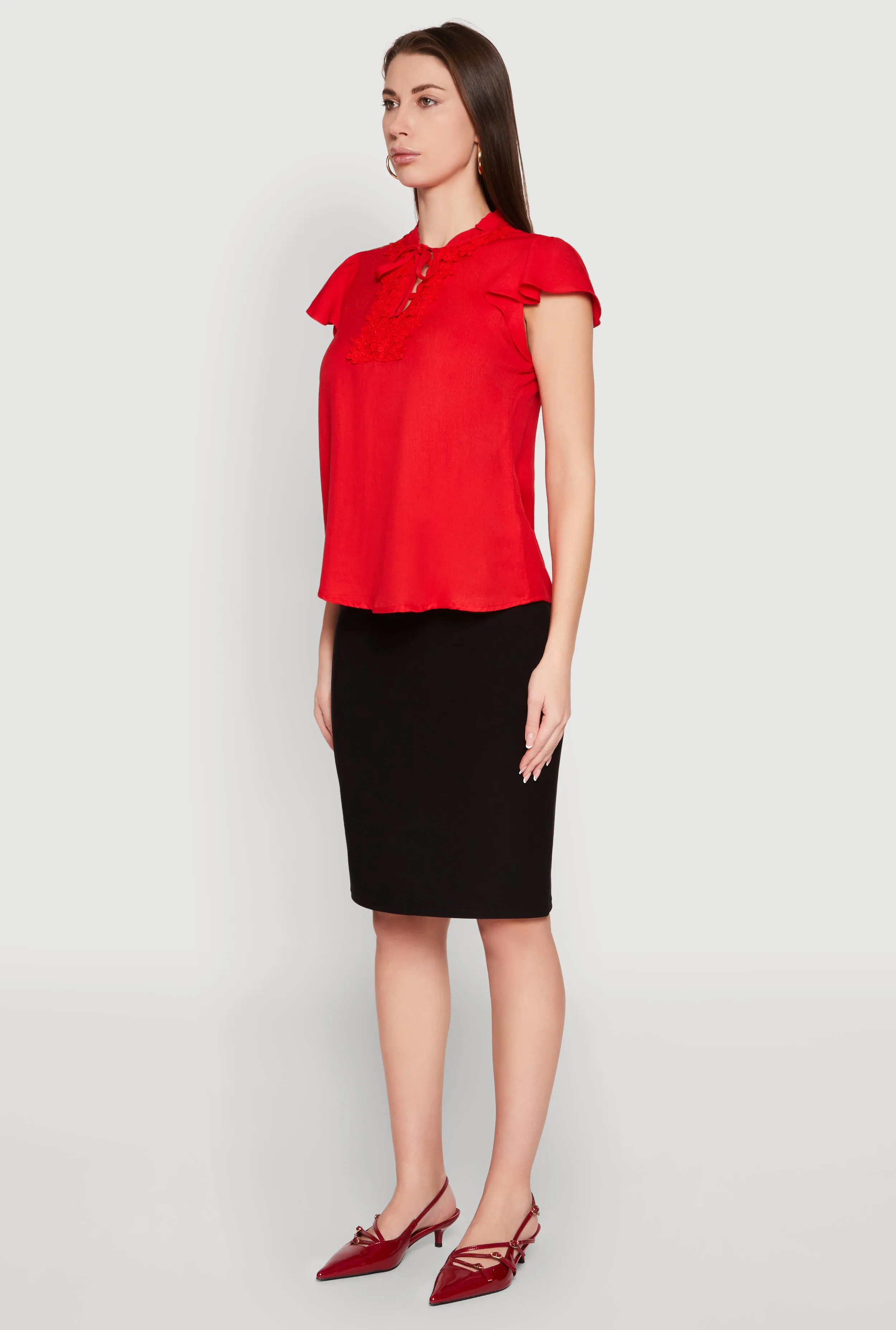 Iris Crochet Detail Flounce Sleeve Blouse sold by Rainbow product image thumbnail 5