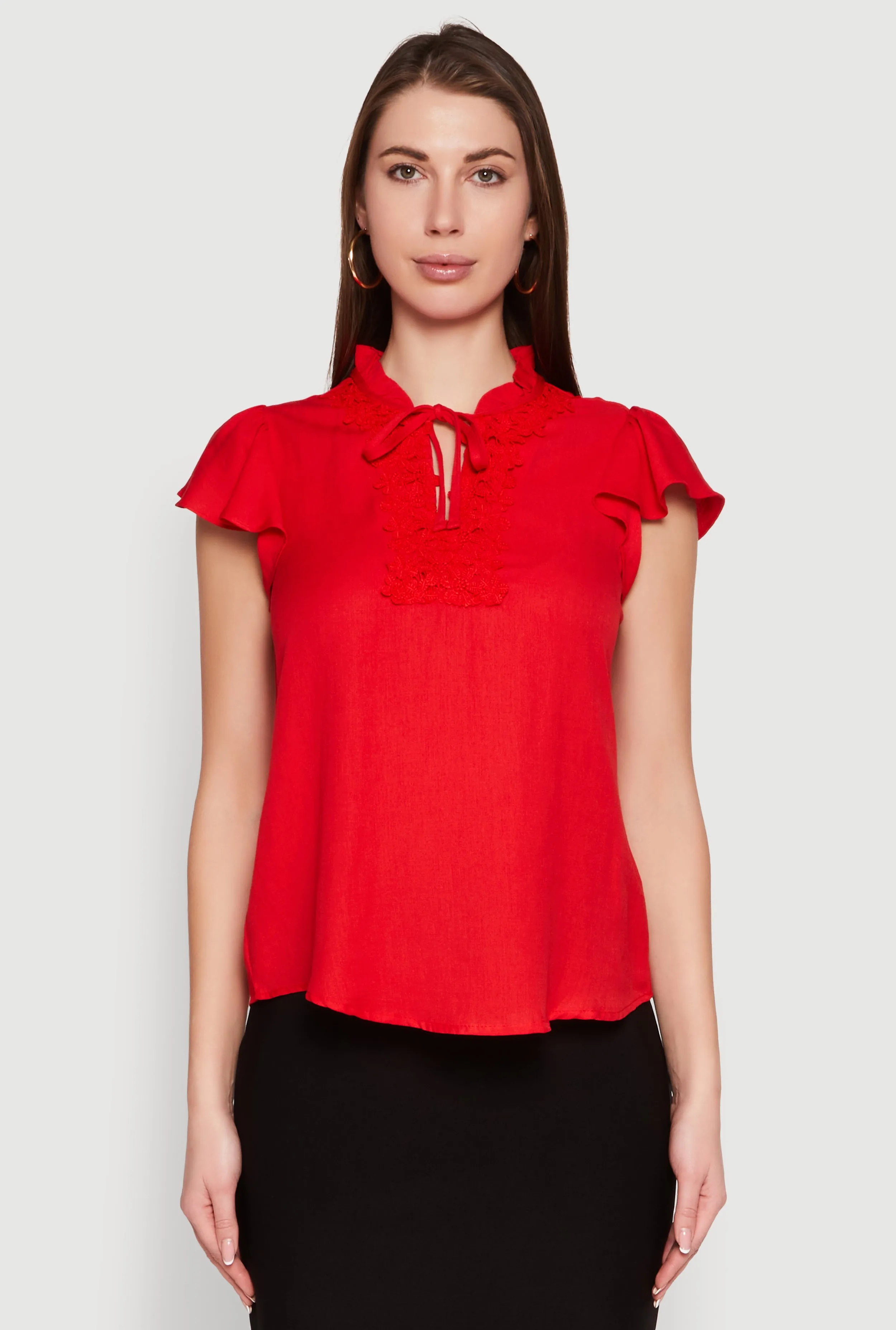 Iris Crochet Detail Flounce Sleeve Blouse sold by Rainbow product image thumbnail 2