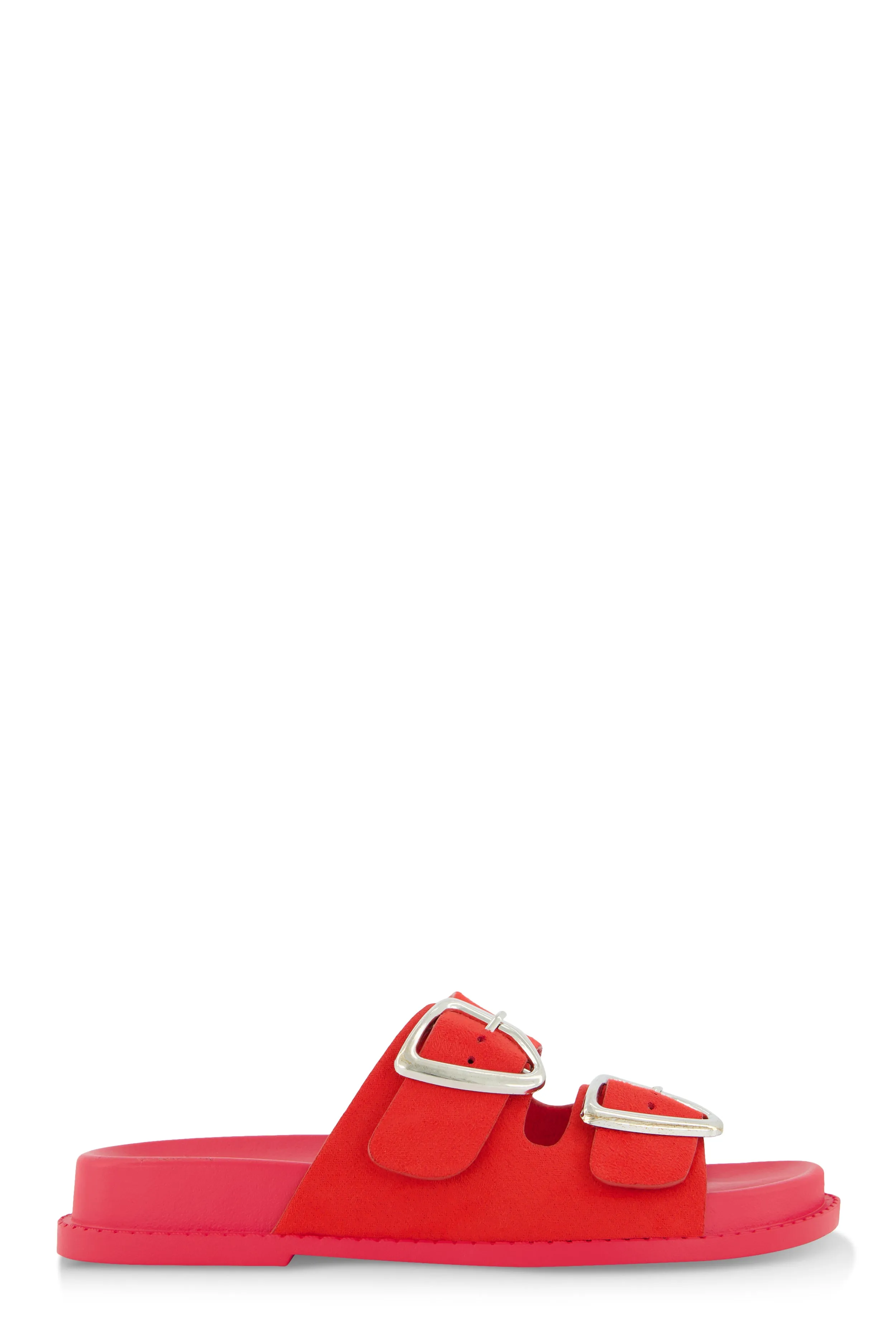 Faux Suede Double Buckle Band Slide Sandals sold by Rainbow product image thumbnail 2