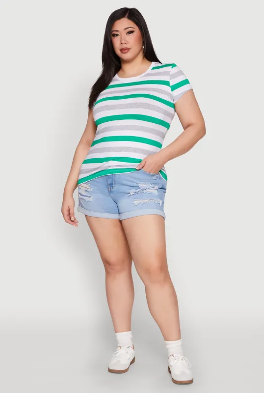 Plus Size Striped Tee sold by Rainbow