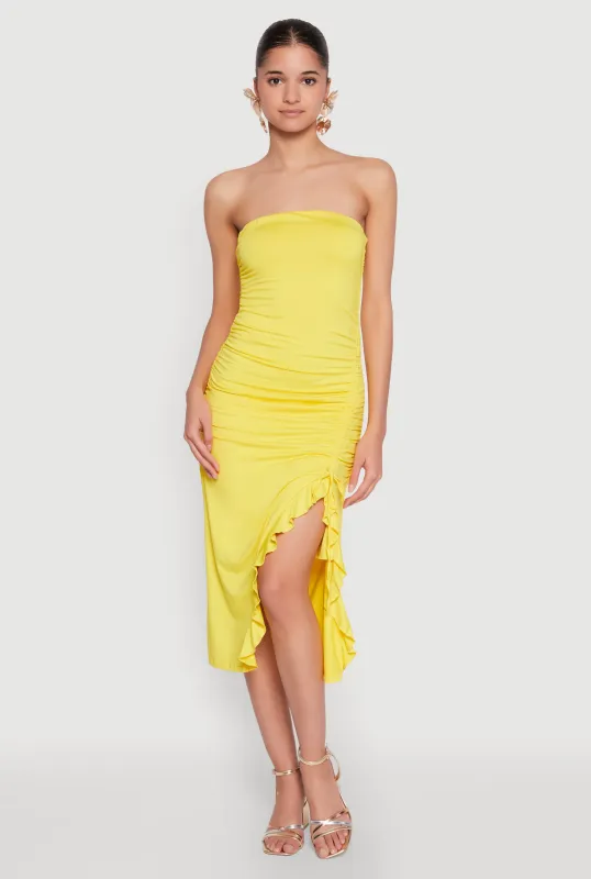 Side Ruched Midi Tube Dress sold by Rainbow