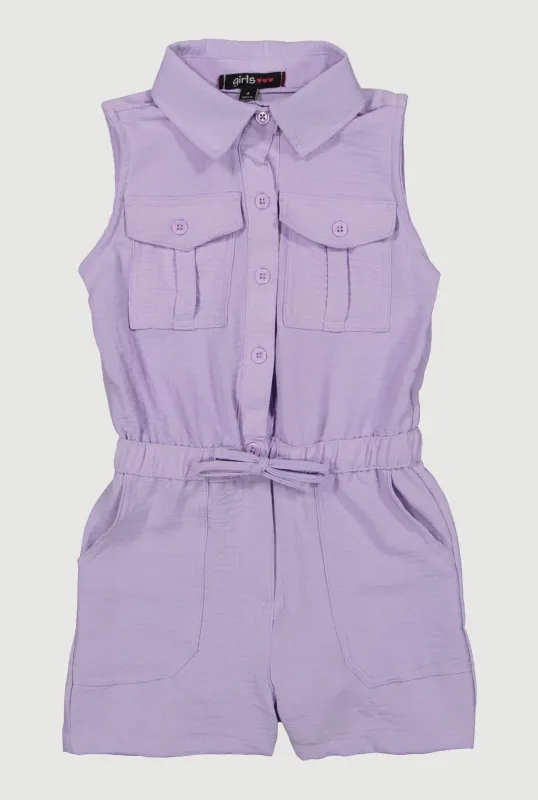 Little Girls Sleeveless Button Front Romper sold by Rainbow