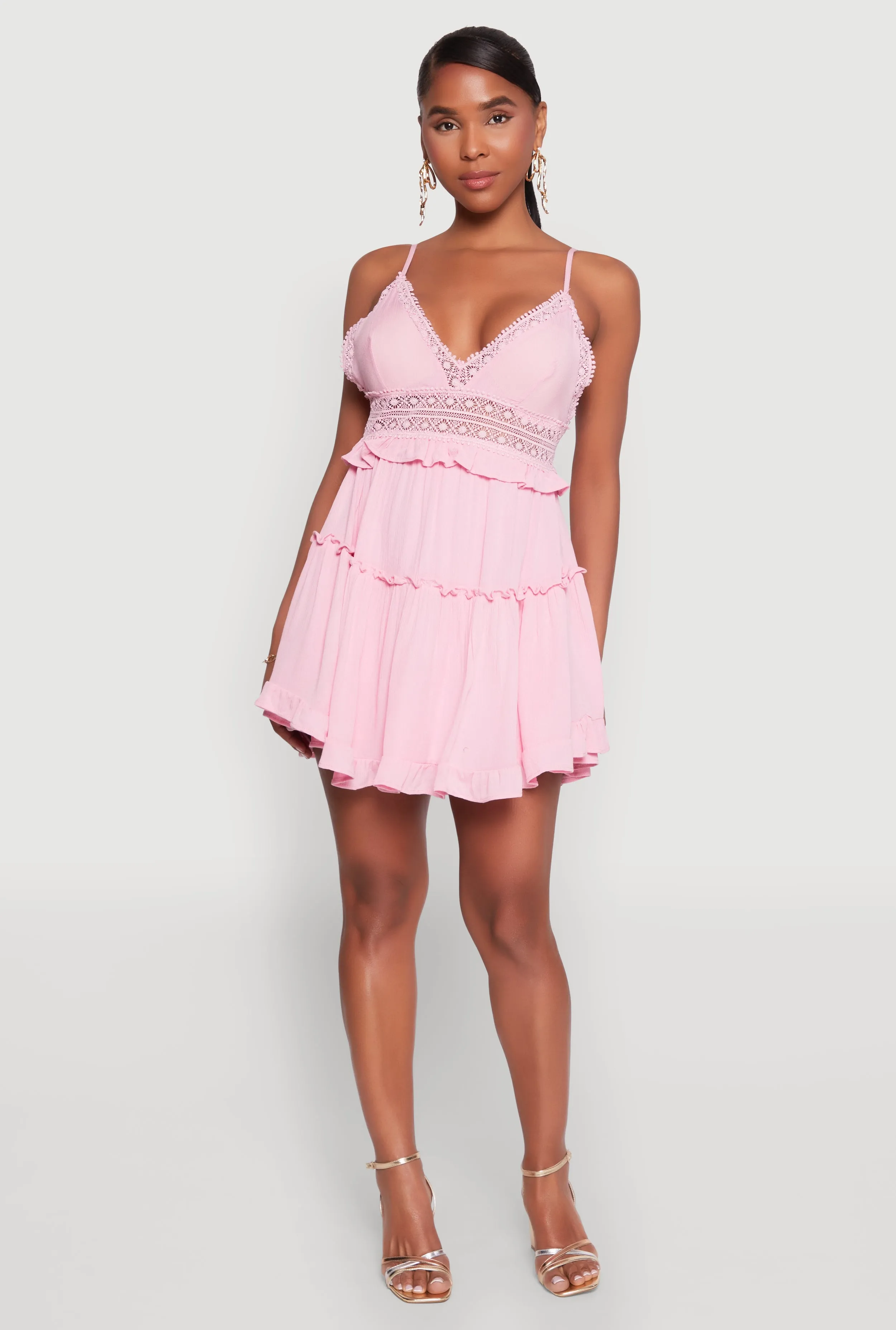 Iris Crochet Detail Tiered Dress sold by Rainbow