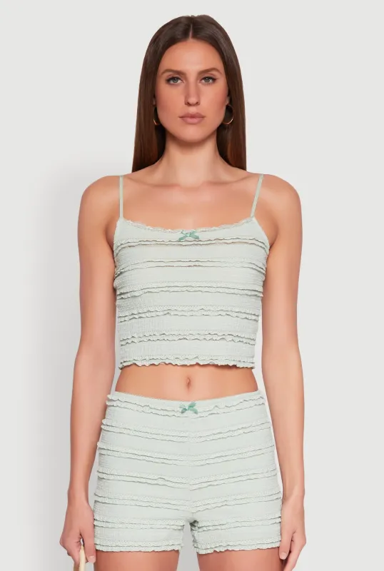 Textured Knit Tiered Lace Detail Cami sold by Rainbow