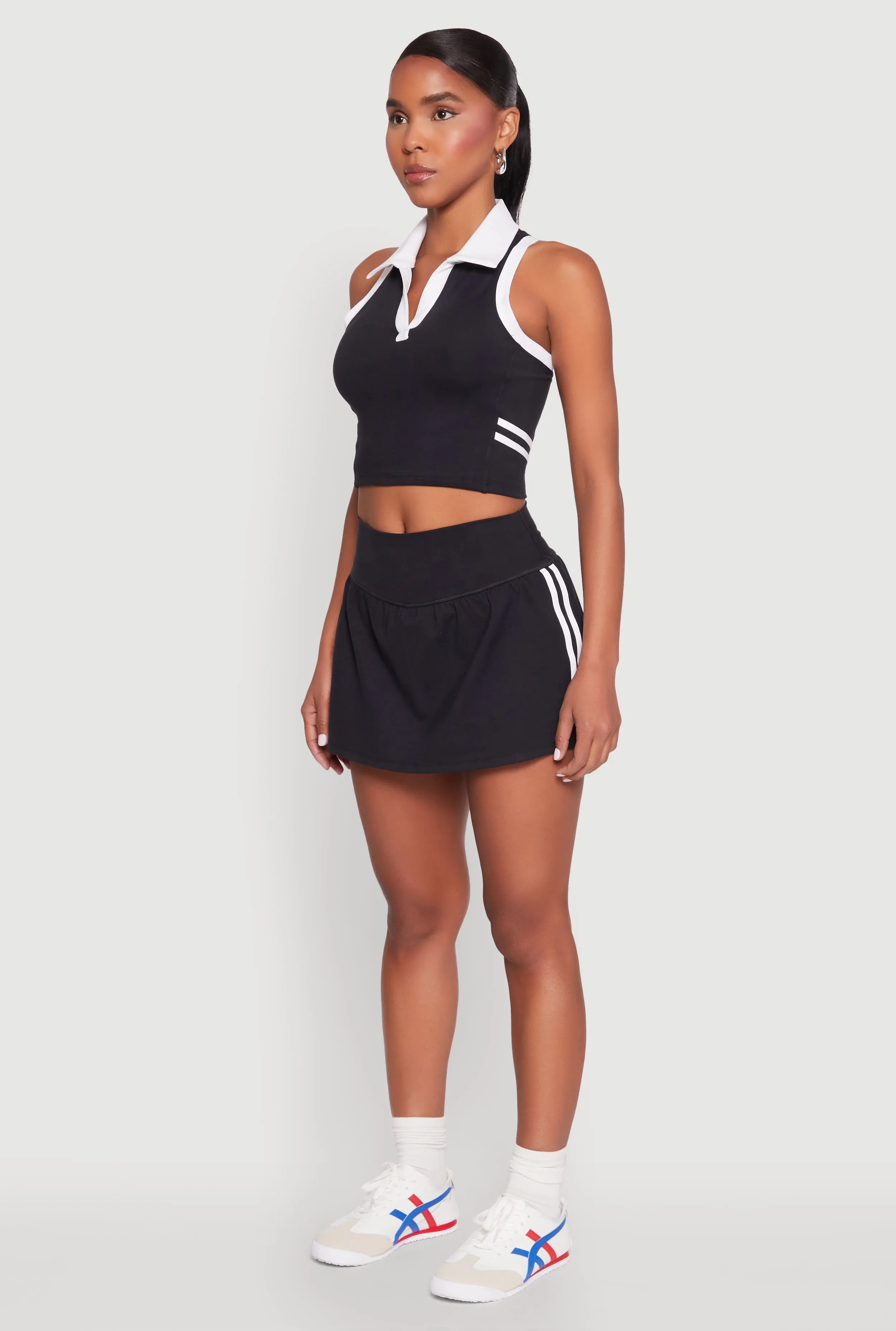 Varsity Stripe Sleeveless Cropped Polo Top sold by Rainbow product image thumbnail 5