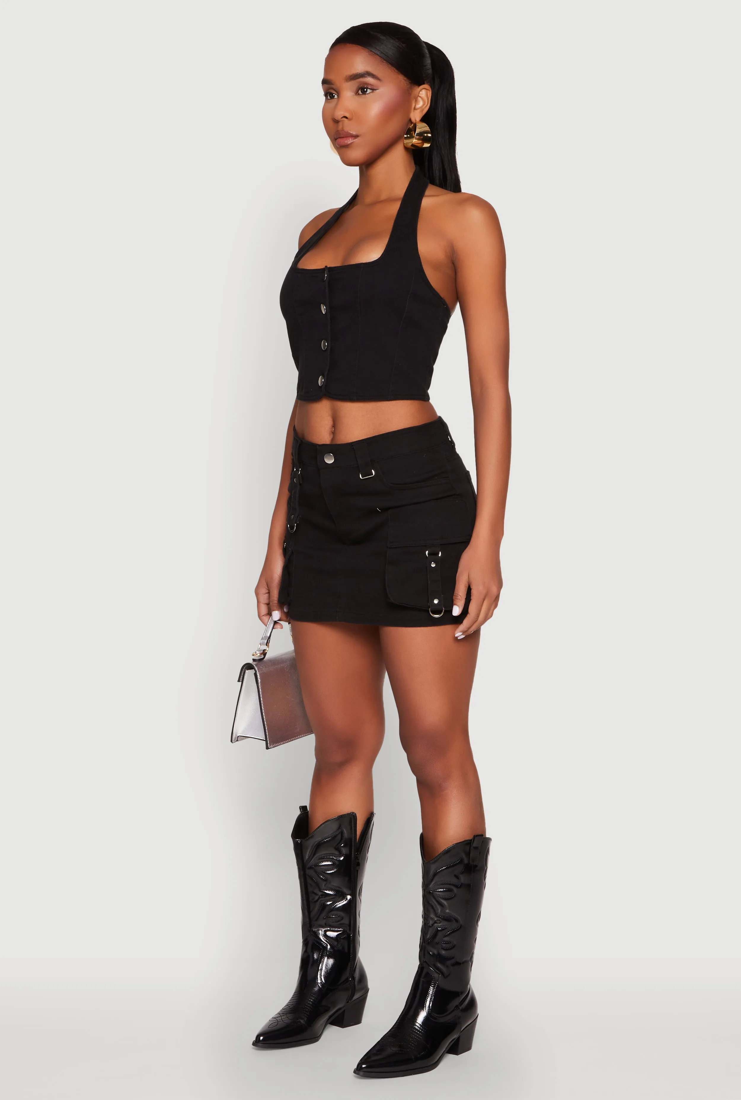 Button Front Cropped Halter Top sold by Rainbow product image thumbnail 5